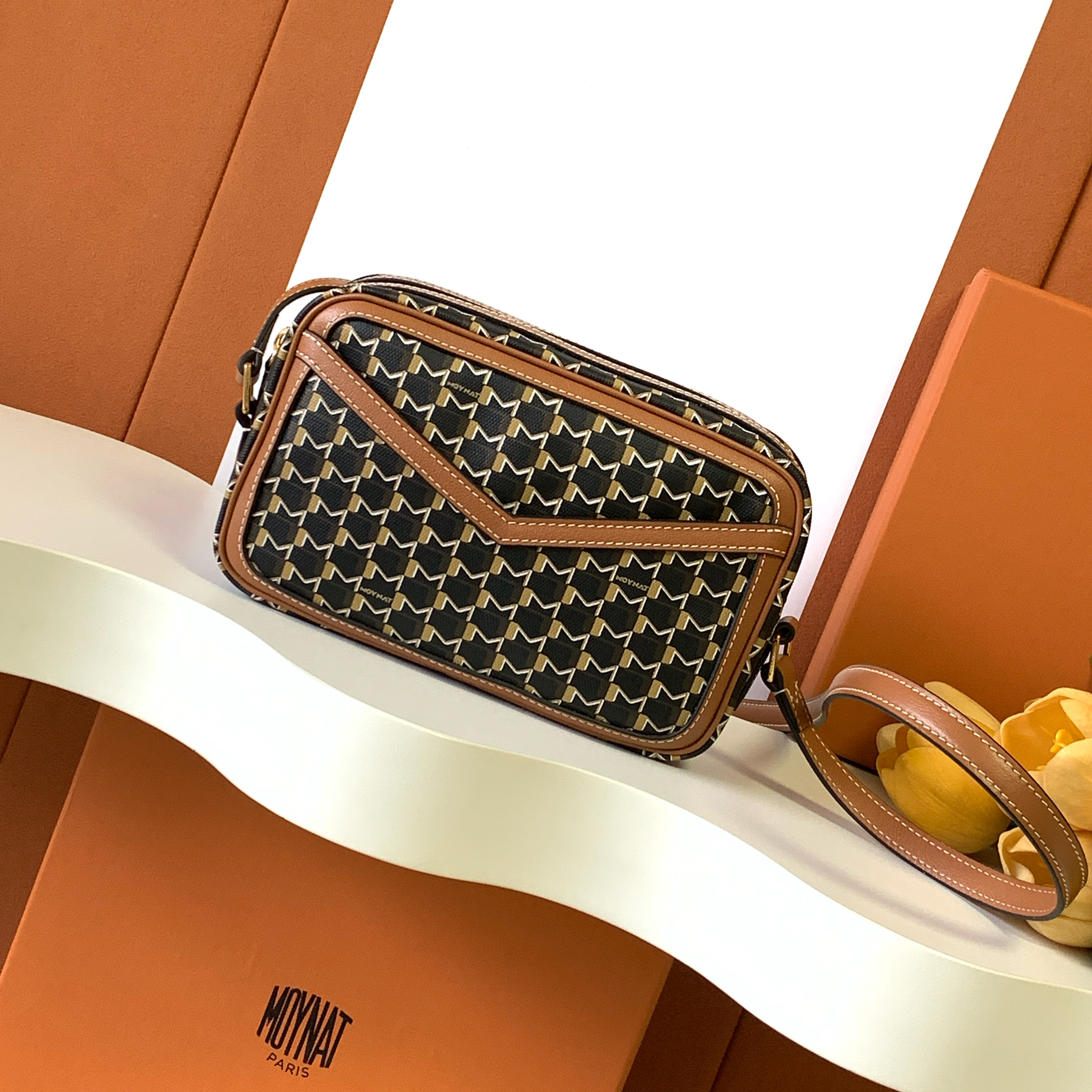 NIGO Moynat Women's Fashion Casual Color Blocked M-Shaped Cut Out Patch Pockets Zipper Closure Adjustable Straps Camera Bag Crossbody Bag Shoulder Bag Bags #nigo78976