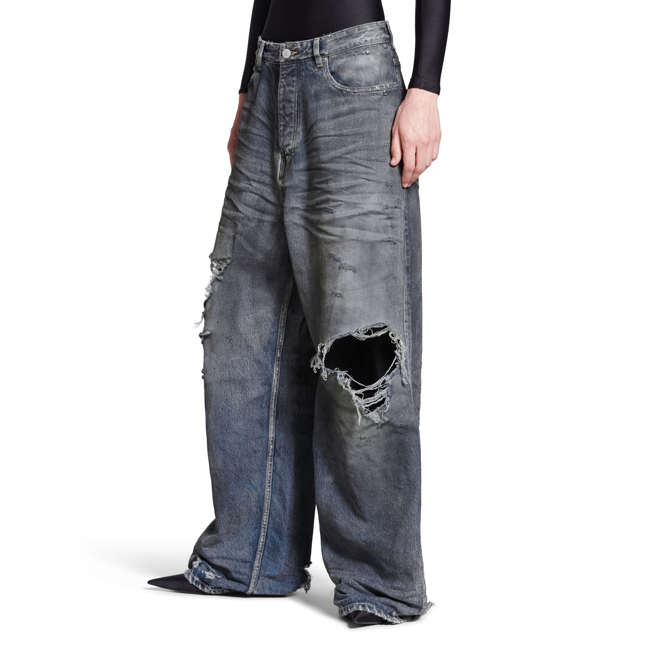 NIGO Balenciaga Men's And Women's Spring/Fall Fashion Casual Washed Distressed Relaxed Fit Ripped Jeans Pants #nigo78978