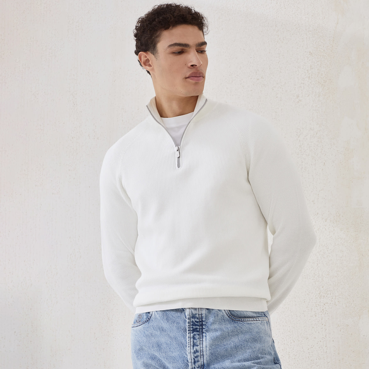 NIGO Brunello Cucinelli Men's British-Style Ribbed Cotton Knit Sweater Spring/Fall/Winter Half-Zip High-Neck Solid-Color Long-Sleeve Sweater Ngvp #nigo2525