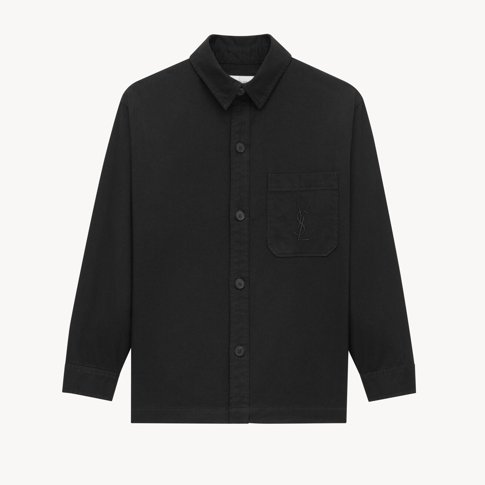 NIGO SAINT LAURENT  LE CASSANDR Men's Spring/Fall Fashion Casual Solid-Color Long-Staple Combed Cotton Collared Single-Breasted Long-Sleeve Embroidered Logo Shirt Jacket #nigo78998