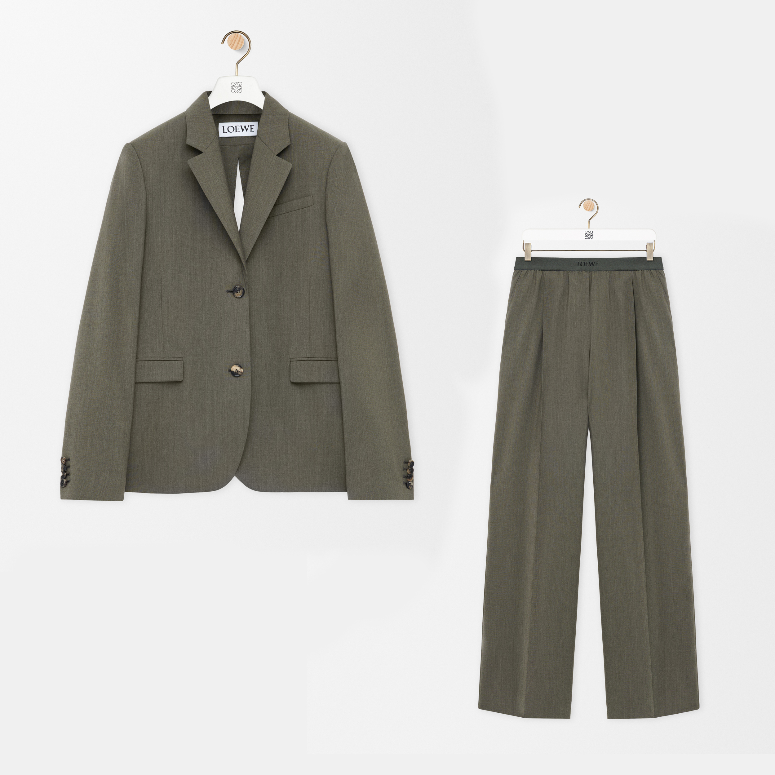 NIGO Loewe Women's Spring/Fall Fashion Classic Business Premium Solid Color V-Neck Single Button Long Sleeve Blazer Fashion Classic Solid Color Elastic Waistband Business Premium Suit Pants Pants Suit Set #nigo78992