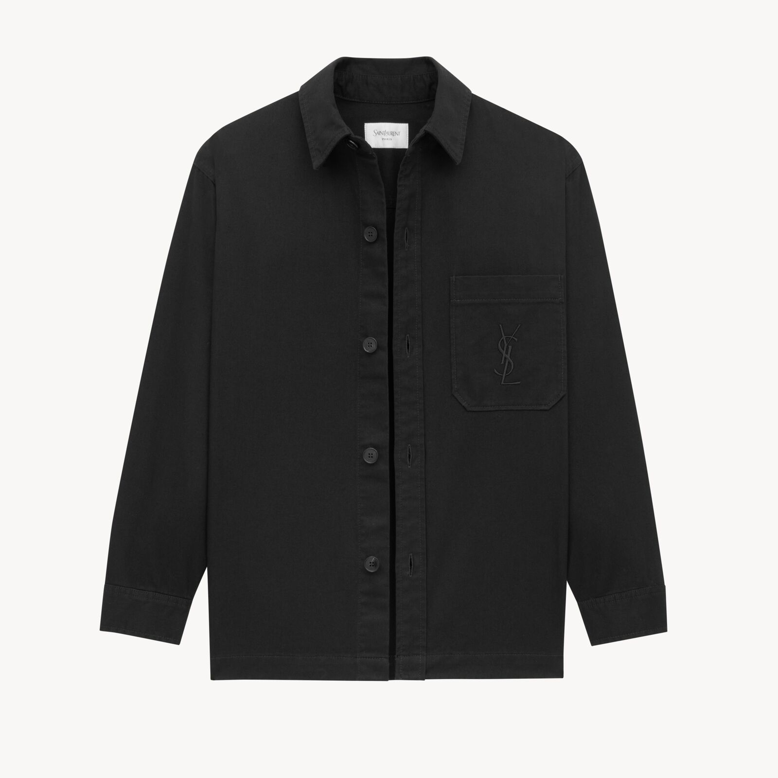 NIGO SAINT LAURENT  LE CASSANDR Men's Spring/Fall Fashion Casual Solid-Color Long-Staple Combed Cotton Collared Single-Breasted Long-Sleeve Embroidered Logo Shirt Jacket #nigo78998