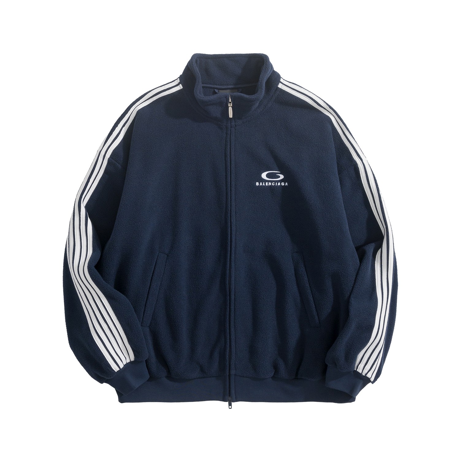 NIGO Balenciaga LOOP SPORTS ICON Men's And Women's Spring/Fall Fashion Casual Solid Color Stand Collar Zipper Front Striped Decorative Suede Long Sleeve Jacket #nigo79114