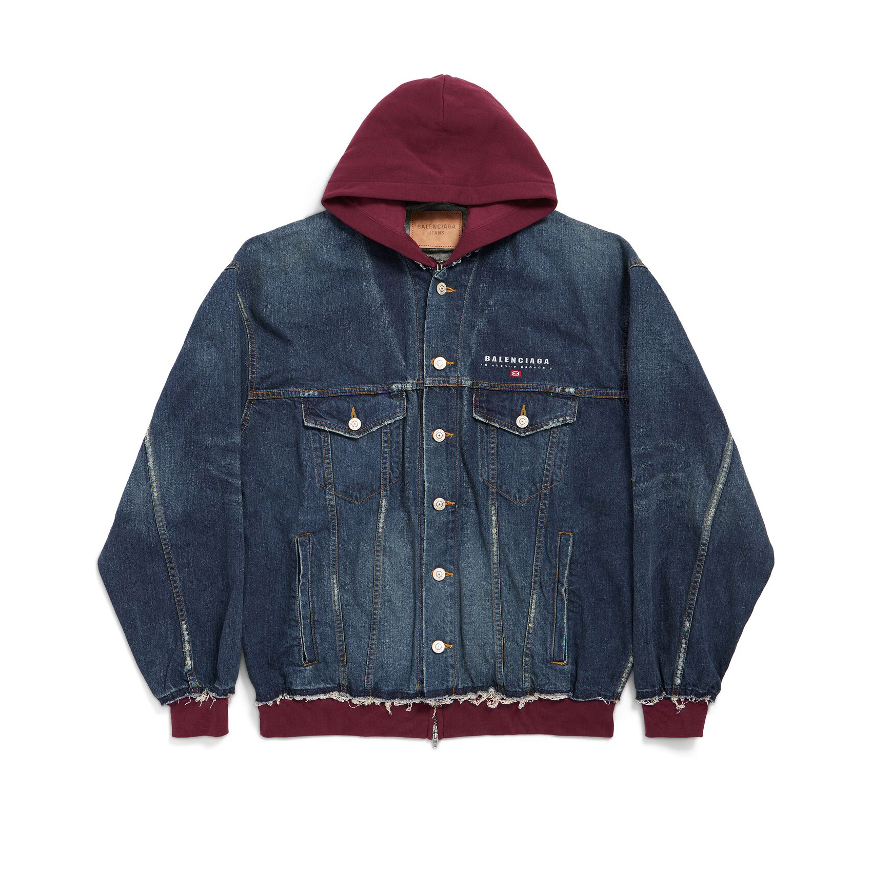 NIGO Balenciaga PATCHED  Men's And Women's  Spring/Fall Fashion Contrast Color Hooded Single Breasted Button-Up Embroidered Denim Jacket #nigo78995