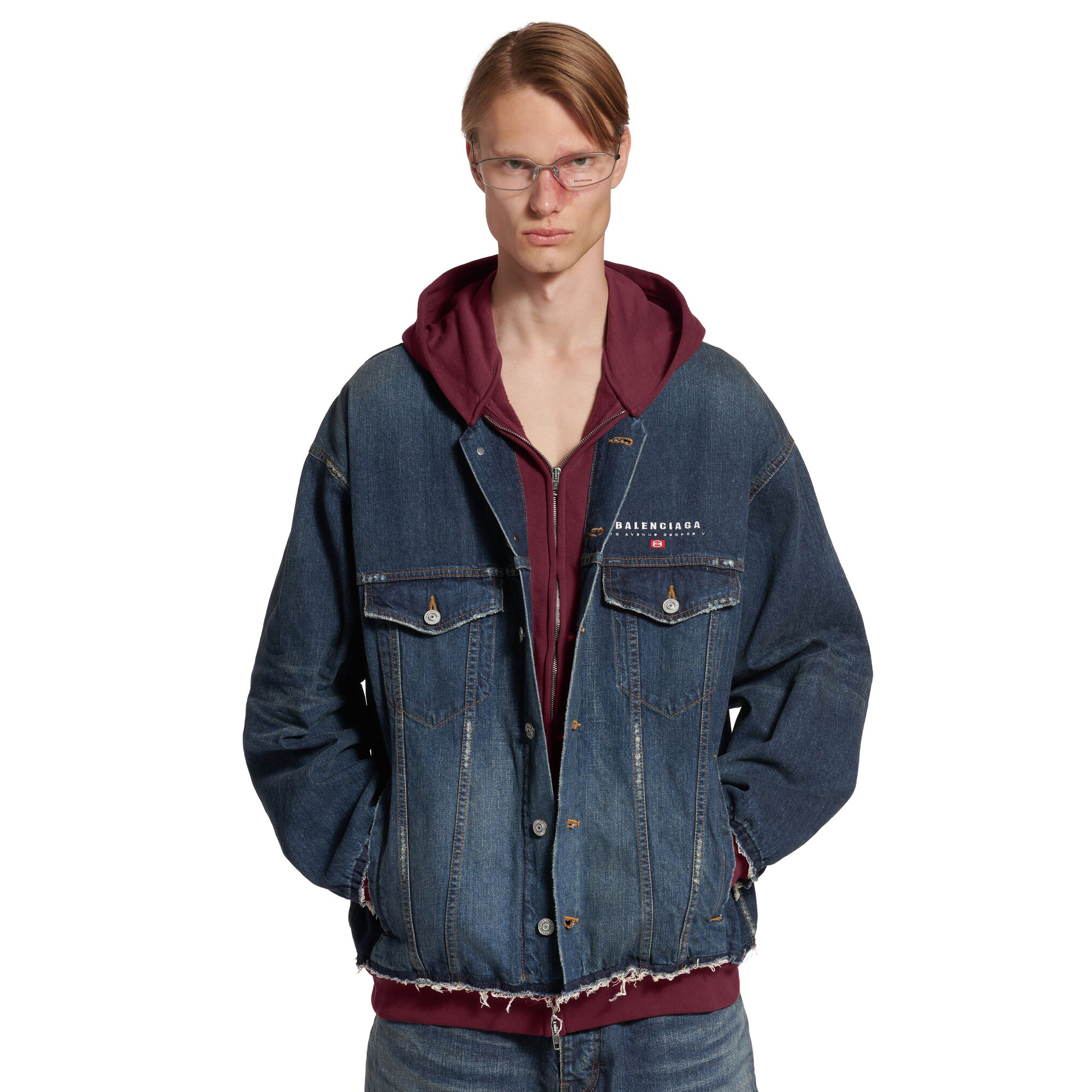 NIGO Balenciaga PATCHED  Men's And Women's  Spring/Fall Fashion Contrast Color Hooded Single Breasted Button-Up Embroidered Denim Jacket #nigo78995