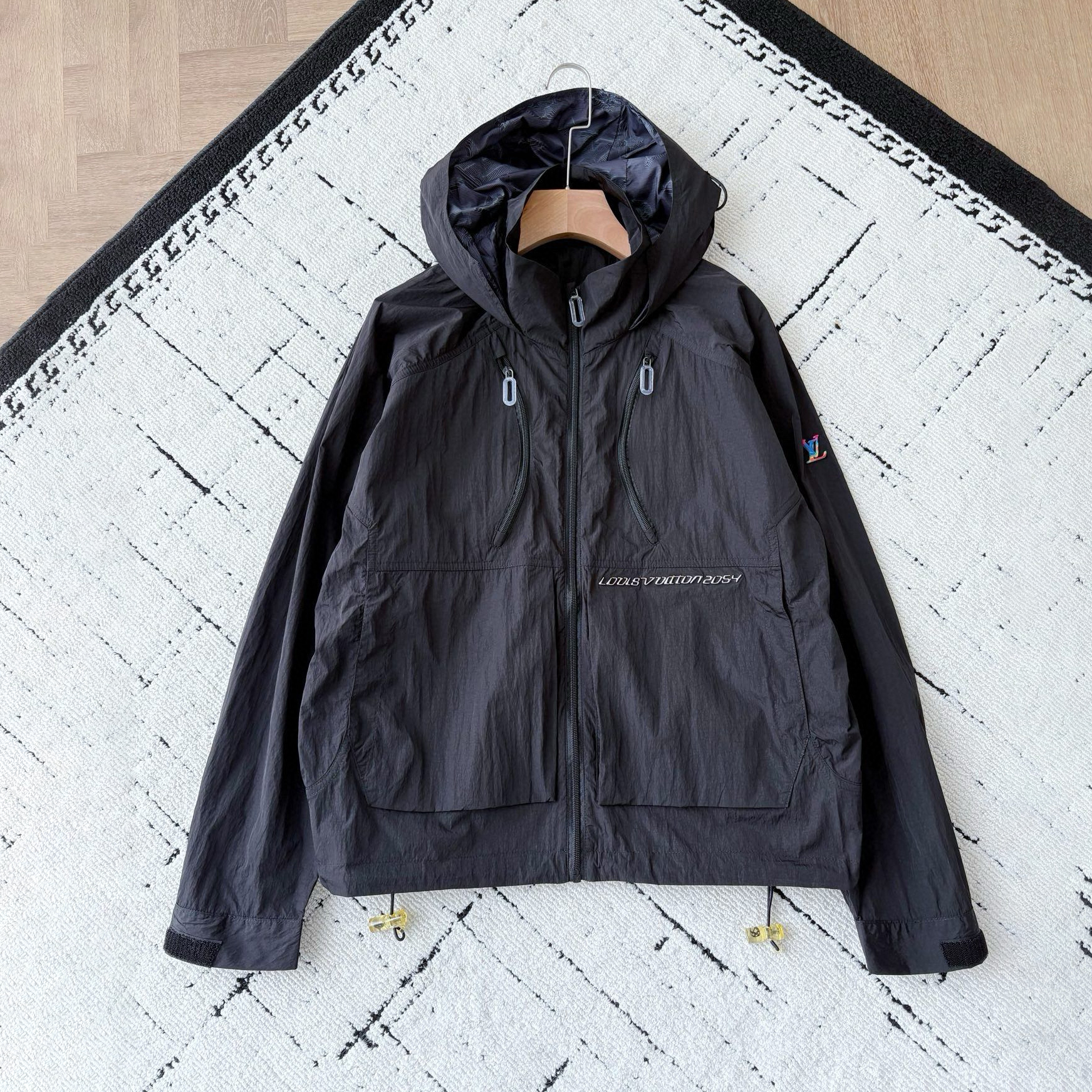 NIGO Louis Vuitton Spring/Summer Fashion Casual Solid Color Rainbow Gradient V-Logo Wrinkle Texture Windbreaker Long Sleeve Jacket #nigo79131