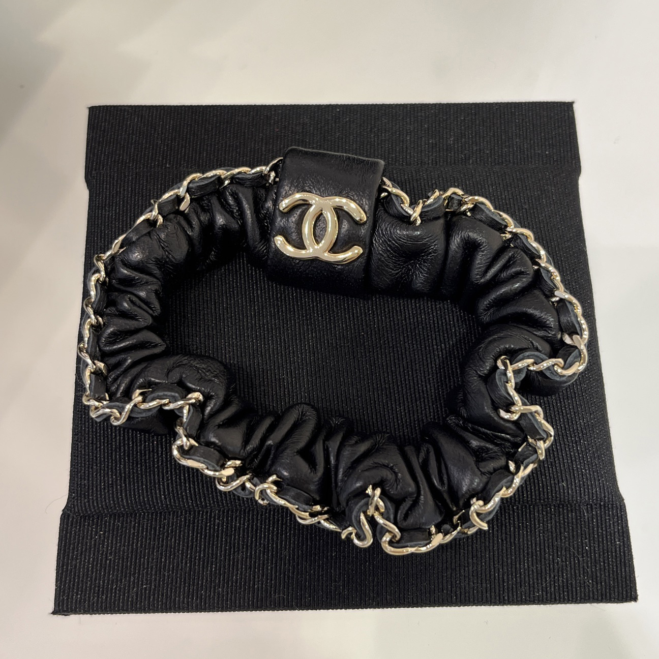 NIGO Chanel Women's Fashion Casual Leather Chain Double C Lambskin Hair Tie Hair  Accessories #nigo79125