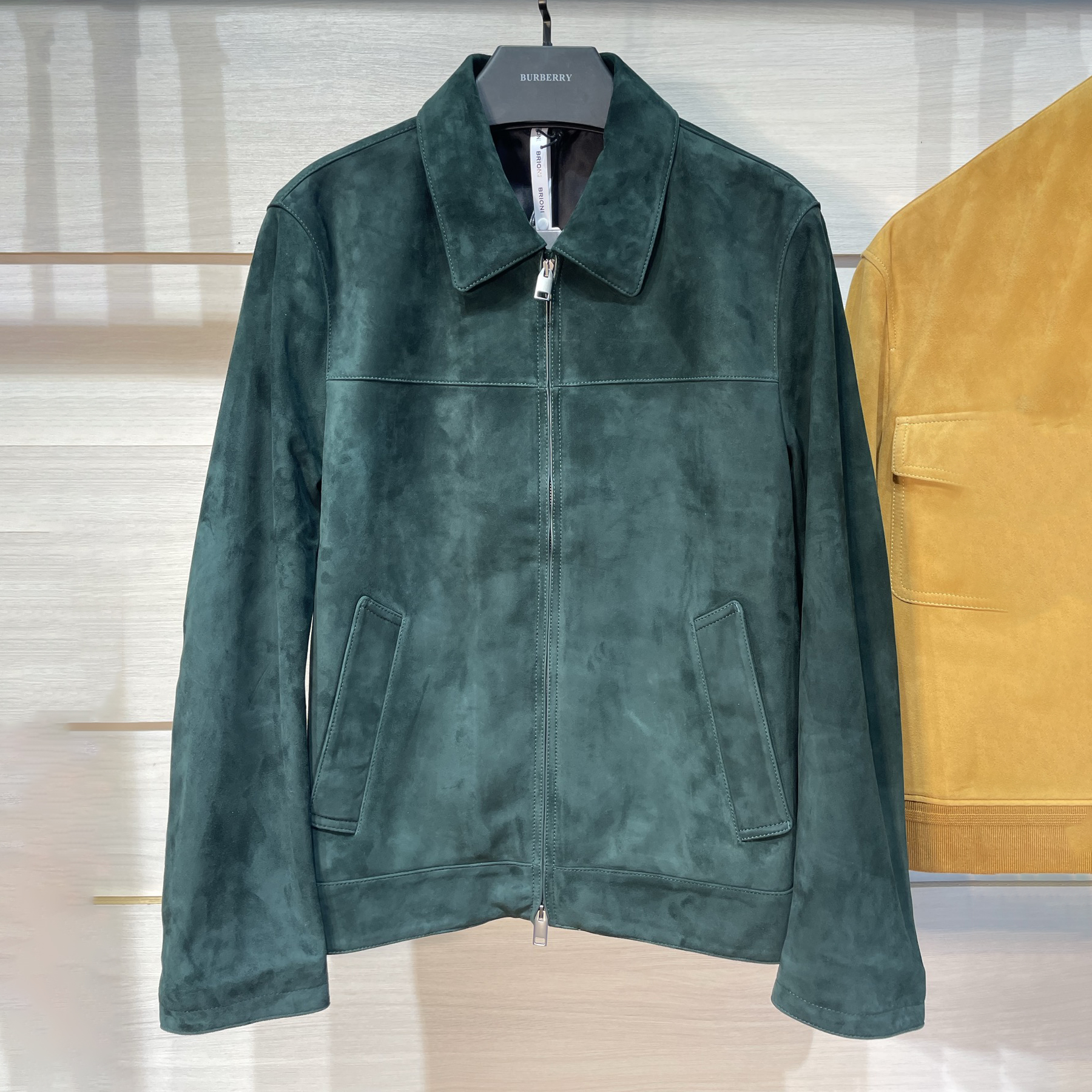 NIGO Brioni Men's Fall/Winter Fashion Classic Solid Color Lapel Zipper Suede Long Sleeve Jacket #nigo79133