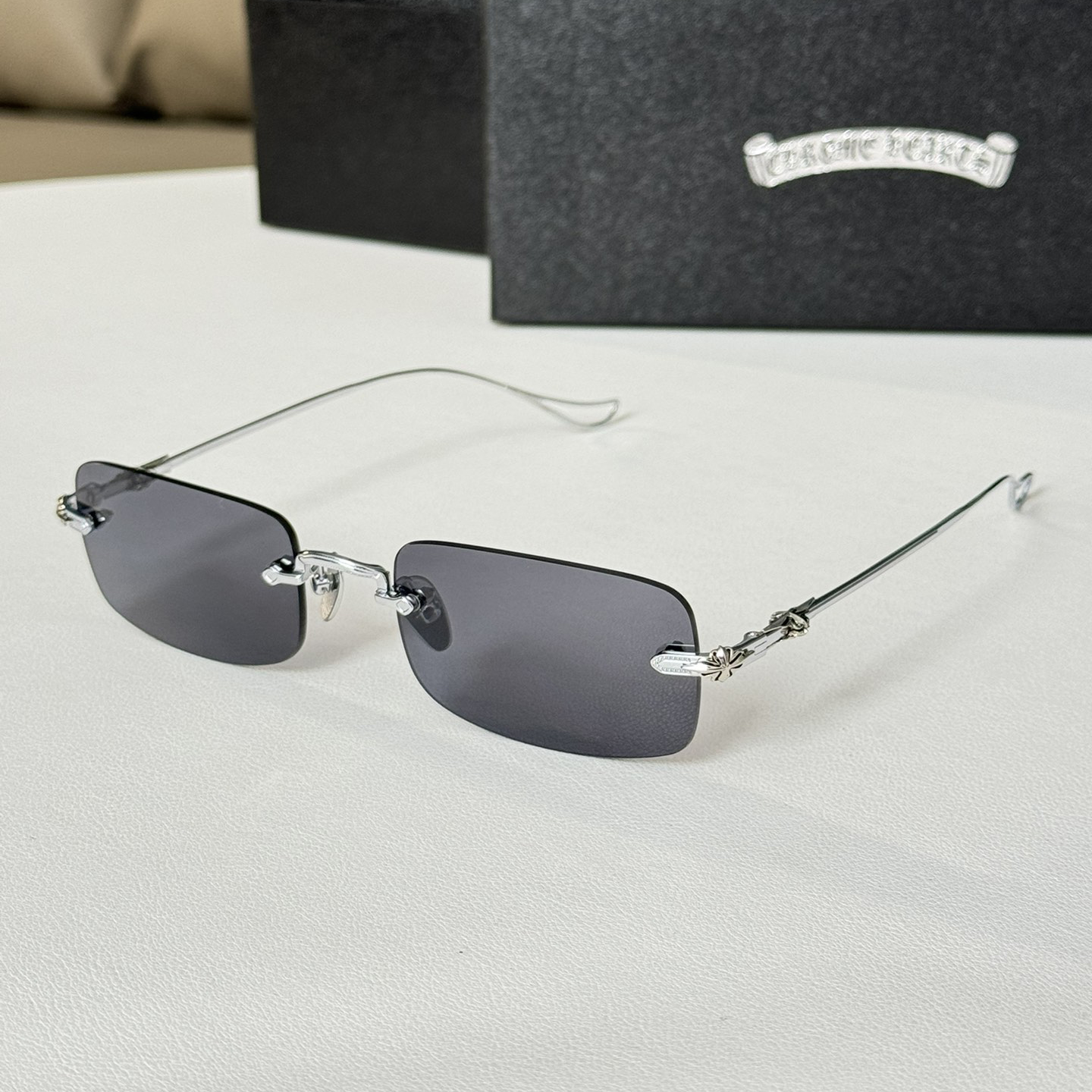 NIGO Chrome Hearts Men's and Women's Classic Square Frameless Round Mirror Logo Temple Marking Sunglasses Eyewear Accessories #nigo79152