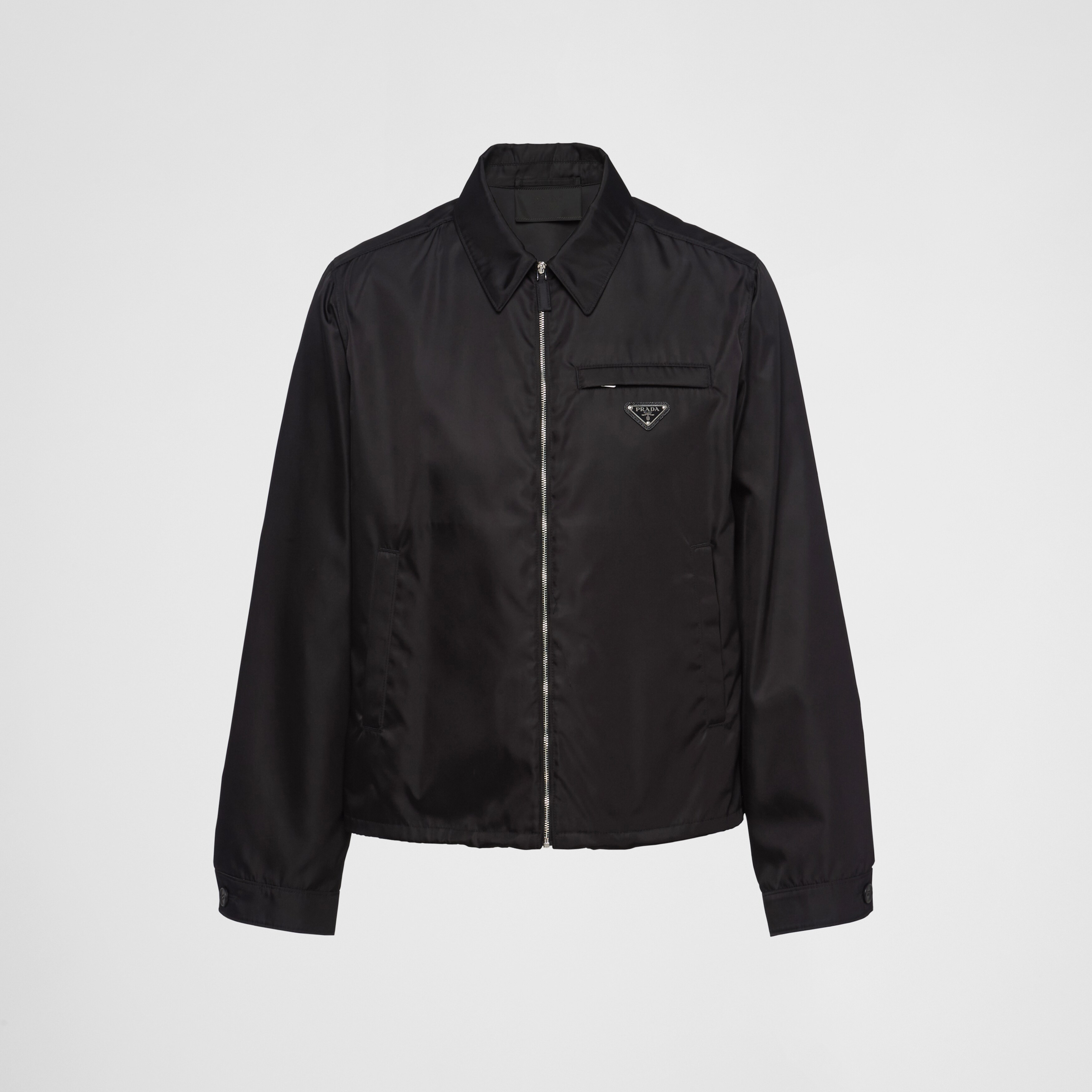 NIGO Prada Men's Fall/Winter Fashion Casual Solid Color Collared Zipper Nylon Triangular Logo Shirt Style Jacket #nigo79153