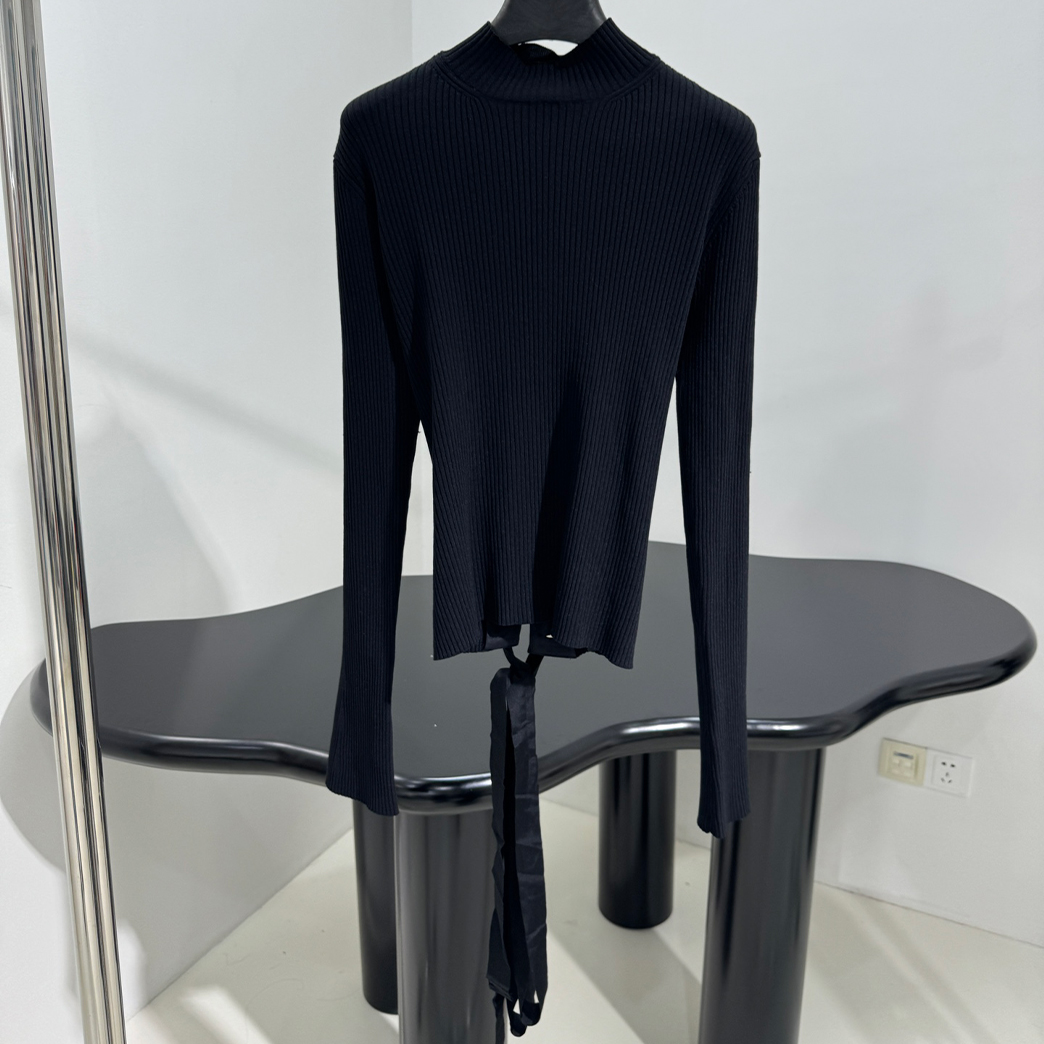 NIGO Balenciaga Women's Spring And Autumn Winter Elastic Fiber Knitted High Collar Solid Color Slimming Tie-neck Sweater Ngvp #nigo2532