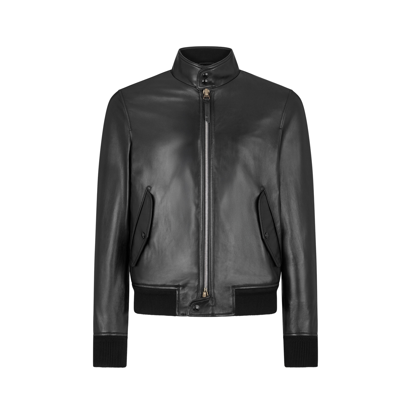 NIGO Tom Ford Men's Fall/Winter Fashion Classic Solid Color Leather High Neck Zipper Long Sleeve Leather Jacket #nigo79141