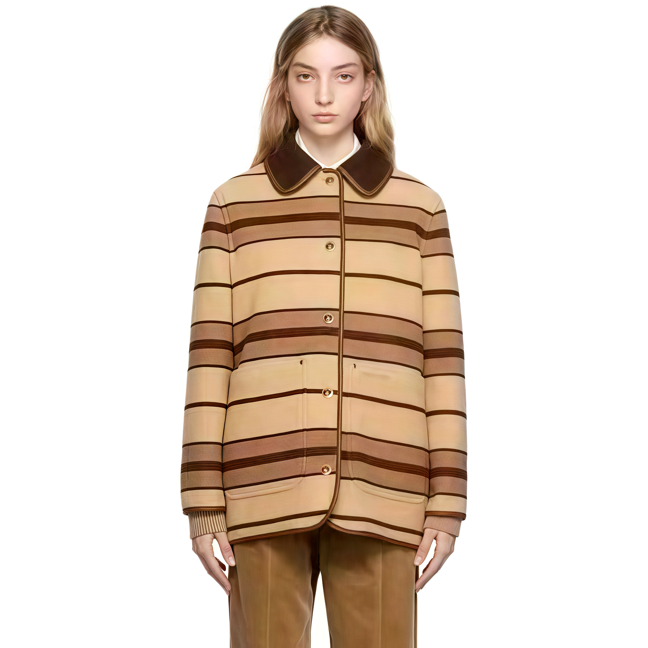 NIGO Burberry Women's Fall/Winter Fashion Casual Lapel Single Breasted Striped Long Sleeve Coat Jacket #nigo79147