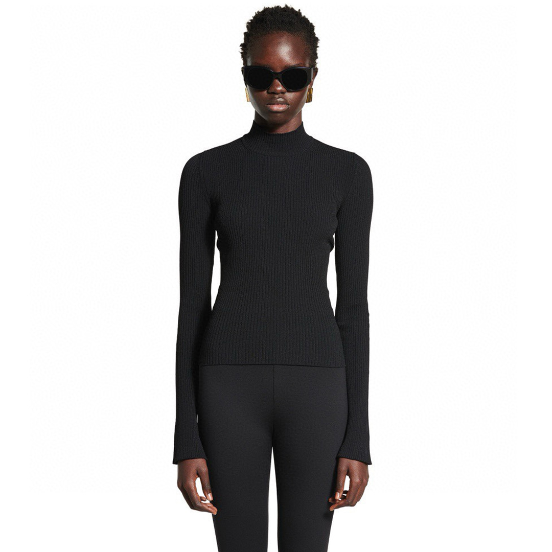 NIGO Balenciaga Women's Spring And Autumn Winter Elastic Fiber Knitted High Collar Solid Color Slimming Tie-neck Sweater Ngvp #nigo2532