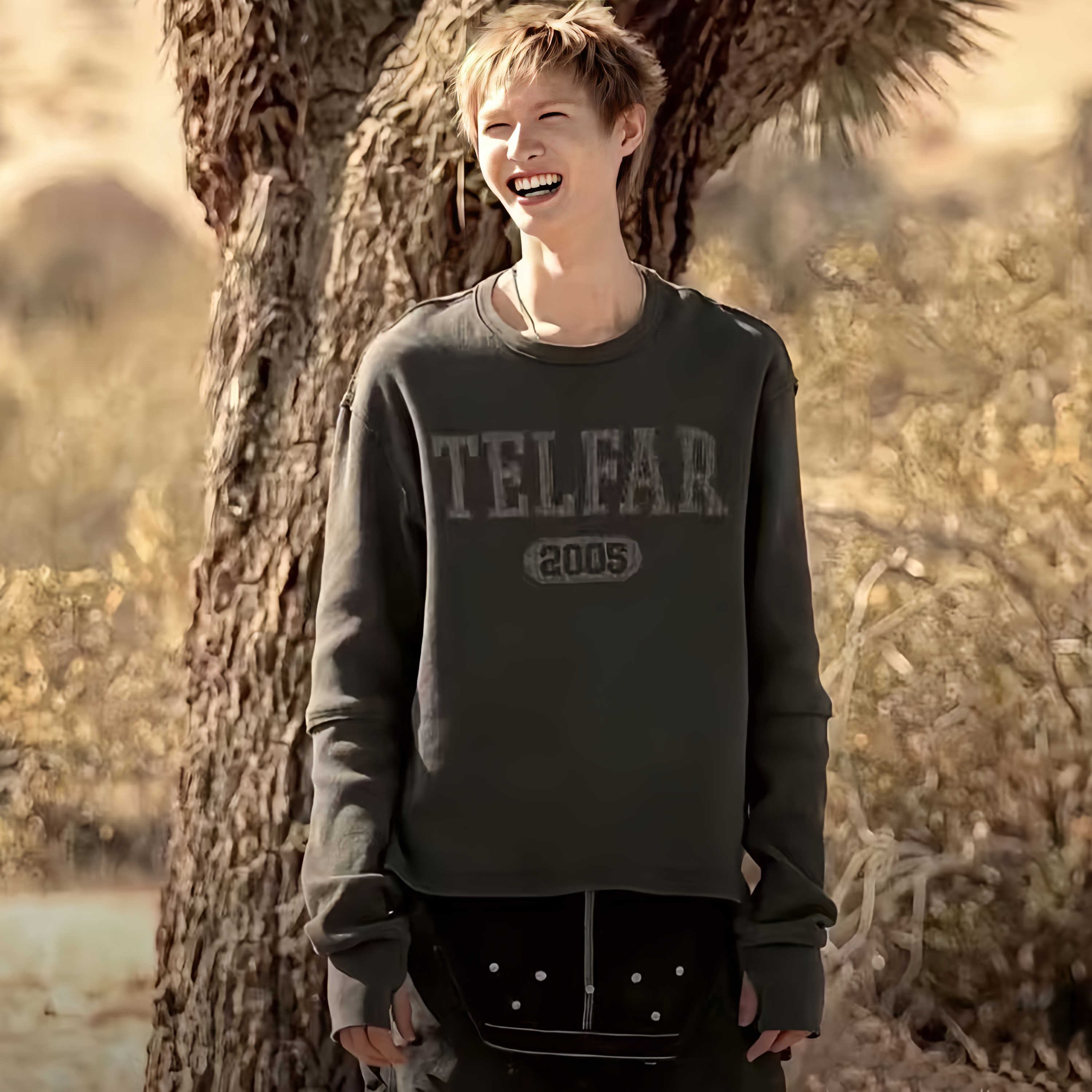 NIGO Telfar Men's Fall And Winter Vintage Style Washed Do Old Waffle Long-sleeved T-shirt Street Teenage Sense Of Slim Cortis Martin With Tops Ngvp #nigo2622