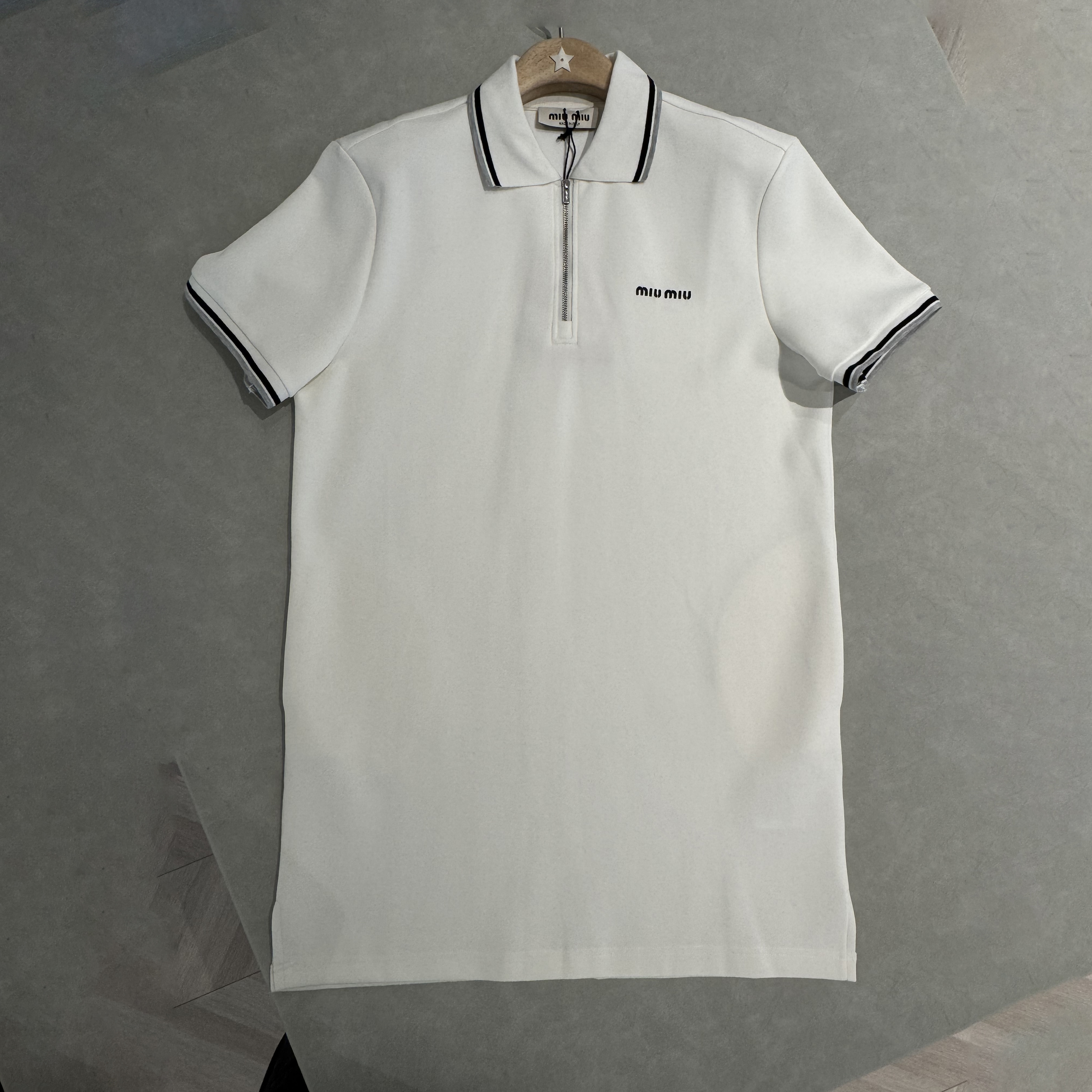 NIGO MiuMiu Women's Spring/Summer Fashion Casual Polo Neck Letter Embroidery Solid Color Striped Patchwork Dress #nigo79159