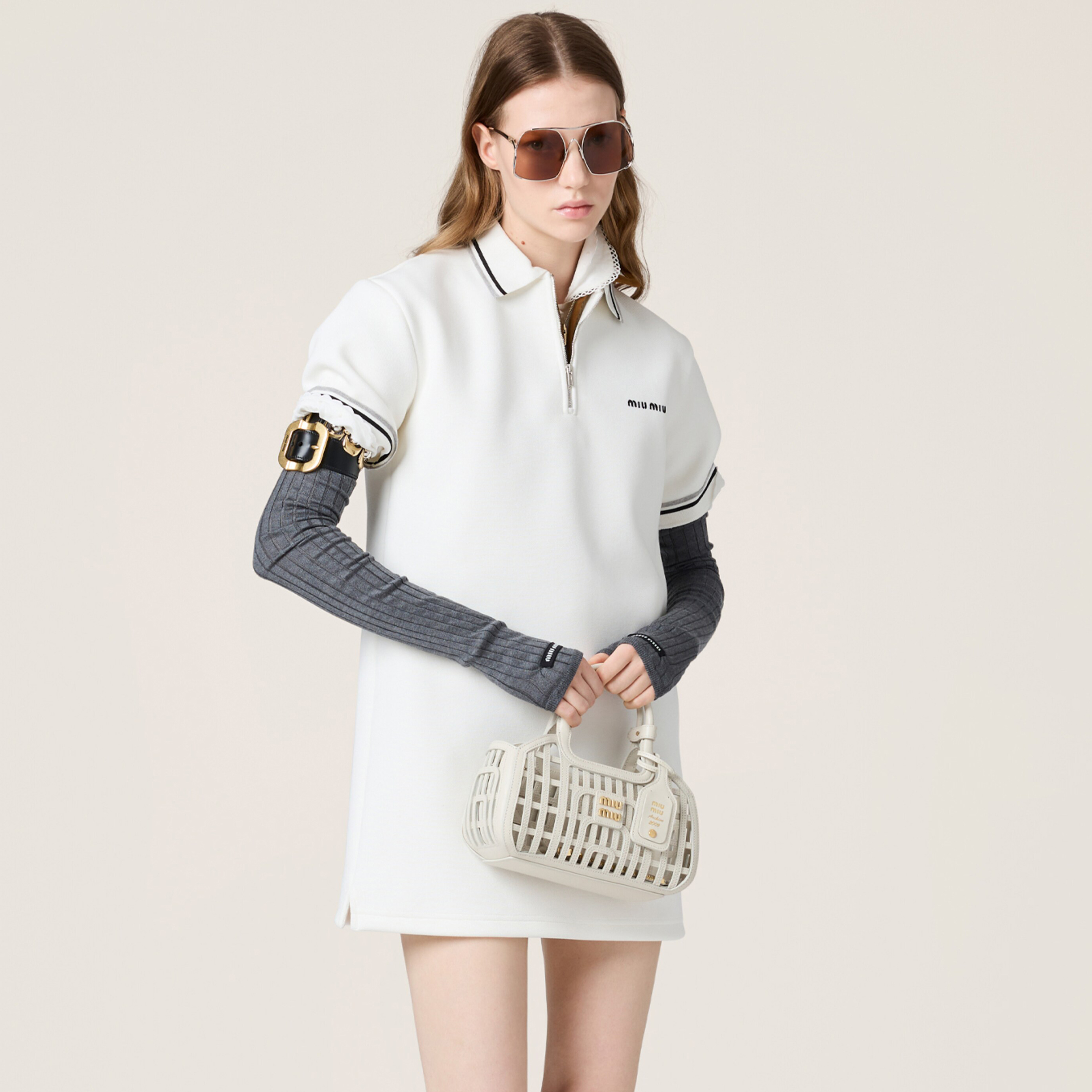 NIGO MiuMiu Women's Spring/Summer Fashion Casual Polo Neck Letter Embroidery Solid Color Striped Patchwork Dress #nigo79159