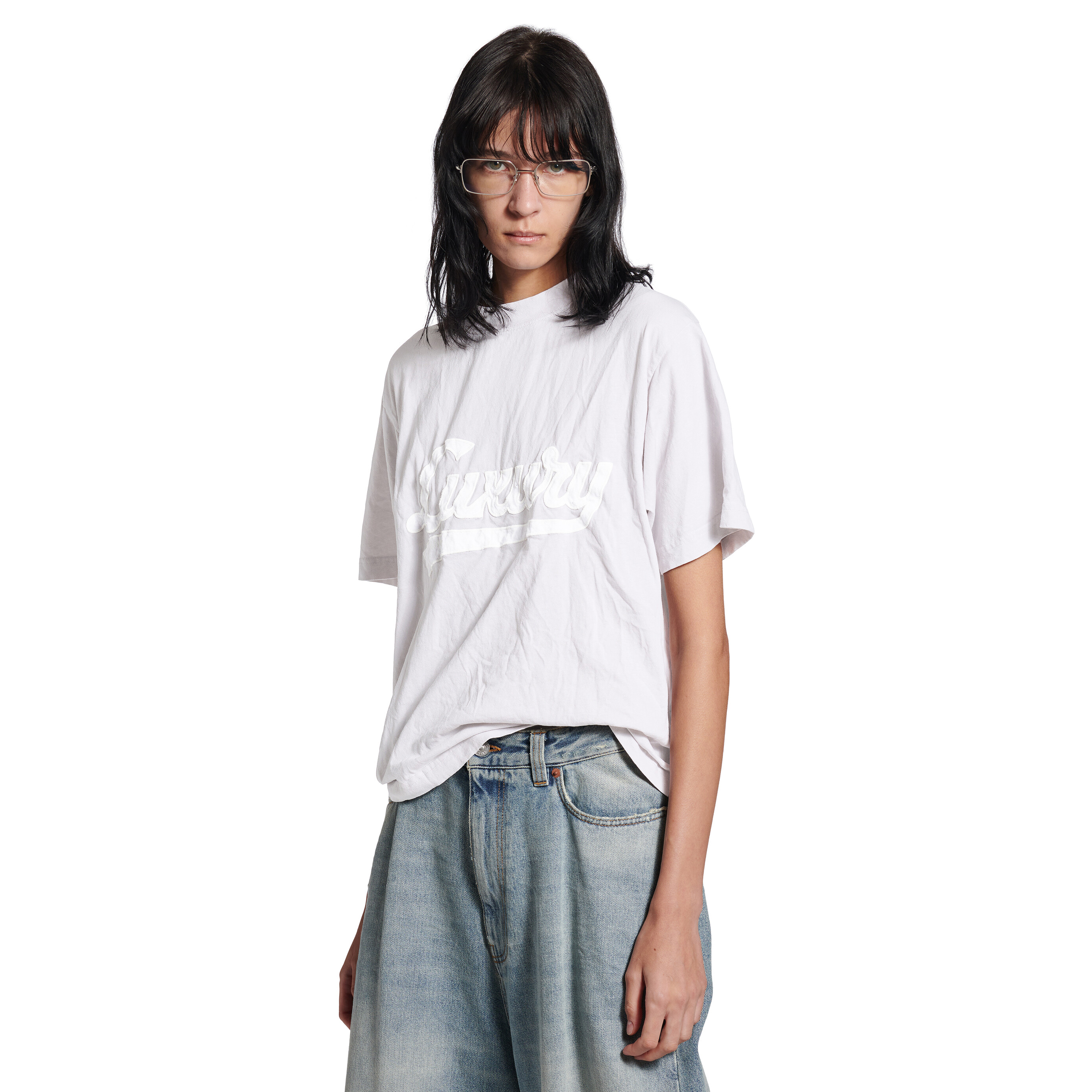 NIGO Balenciaga LUXURY SCRIPT Men's And Women's Summer Fashion Casual Crew Neck Pullover Vintage Plain Weave Knit Fabric Loose Fit Short Sleeve T-Shirt #nigo79163