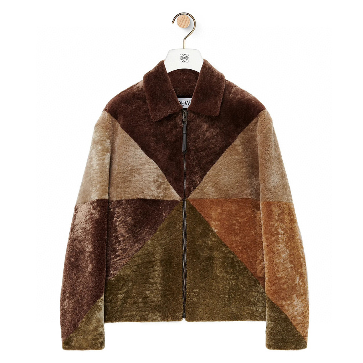 NIGO Loewe Men's Logo Shearling Wool Fur Spring/Fall Oversized Collar Contrast-Color Embossed Zipper Jacket Ngvp #nigo2541