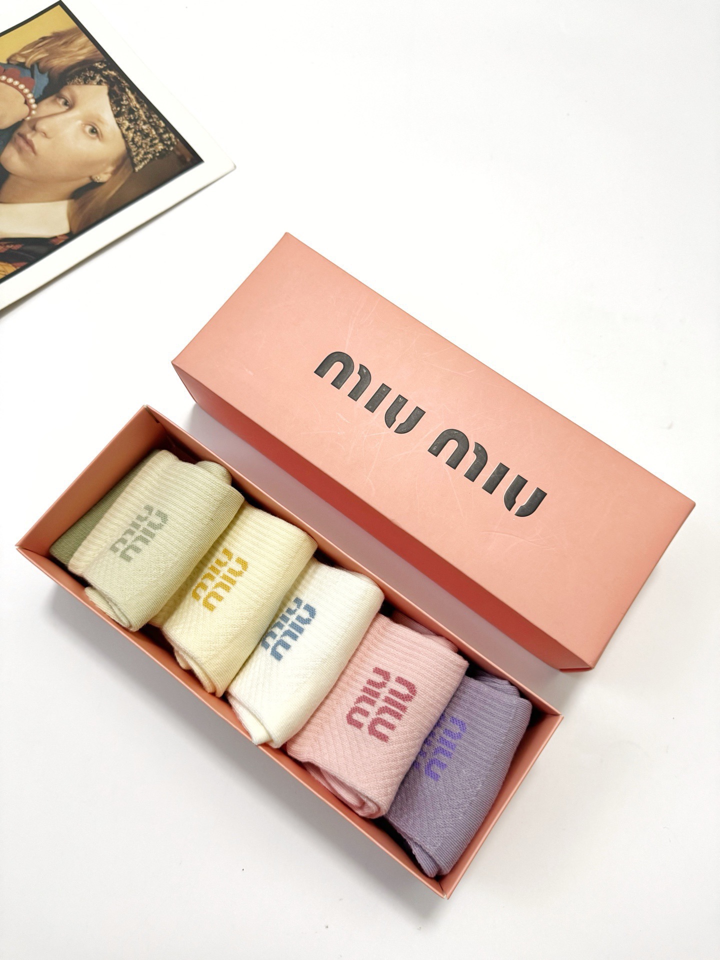 NIGO MiuMiu Men's And Women's Spring/fall Fashion Logo Logo Color-blocked 100% Cotton Crew Socks （One Box Of Five Pairs） Sock Accessories #nigo79172