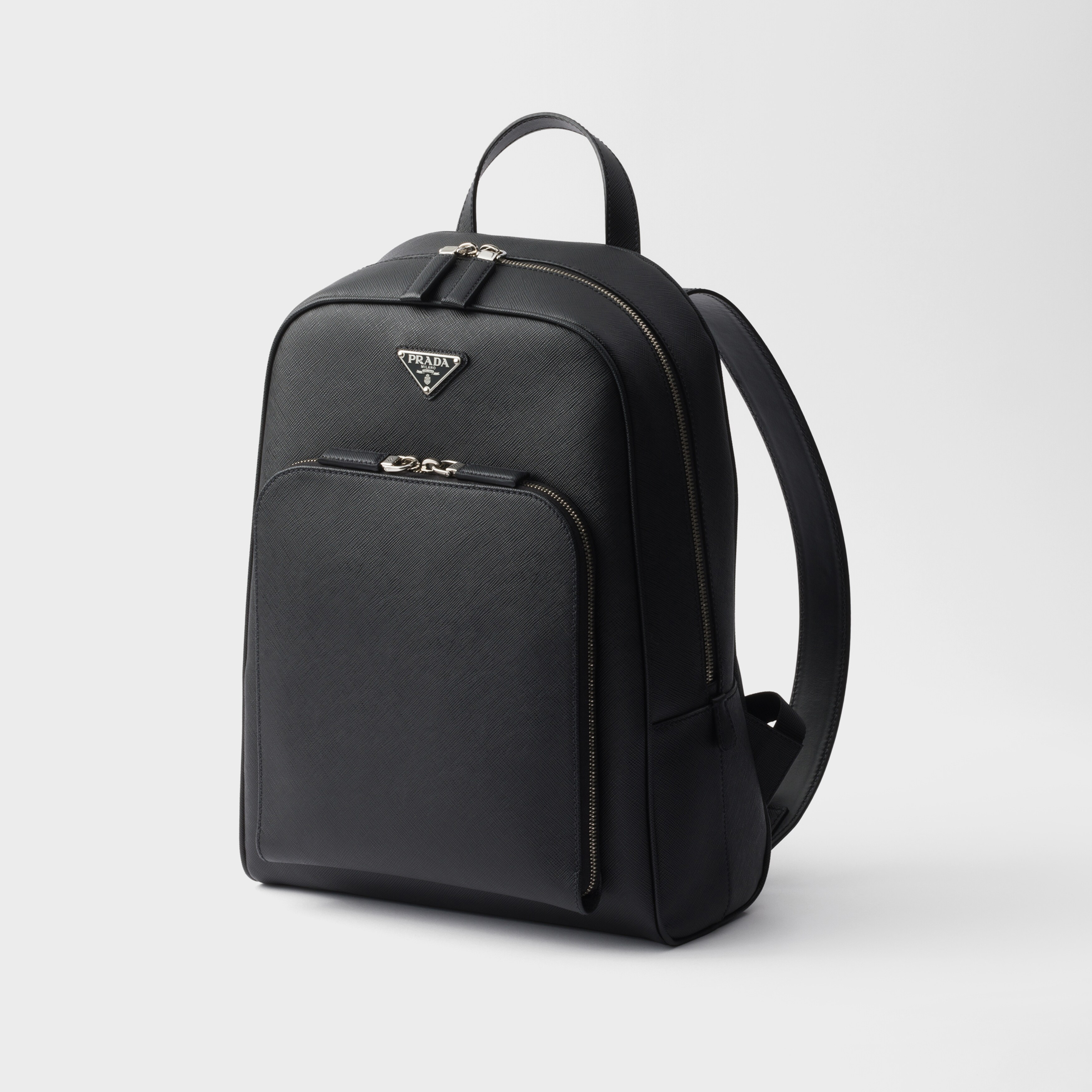 NIGO Prada Saffiano Classic Minimalist Business Backpack Printed Triangle Badge Adjustable Leather Shoulder Straps Two Way Zipper Closure Backpack  Bag Bags 2VZ102_9Z2_F0002_V_DOO #nigo79175