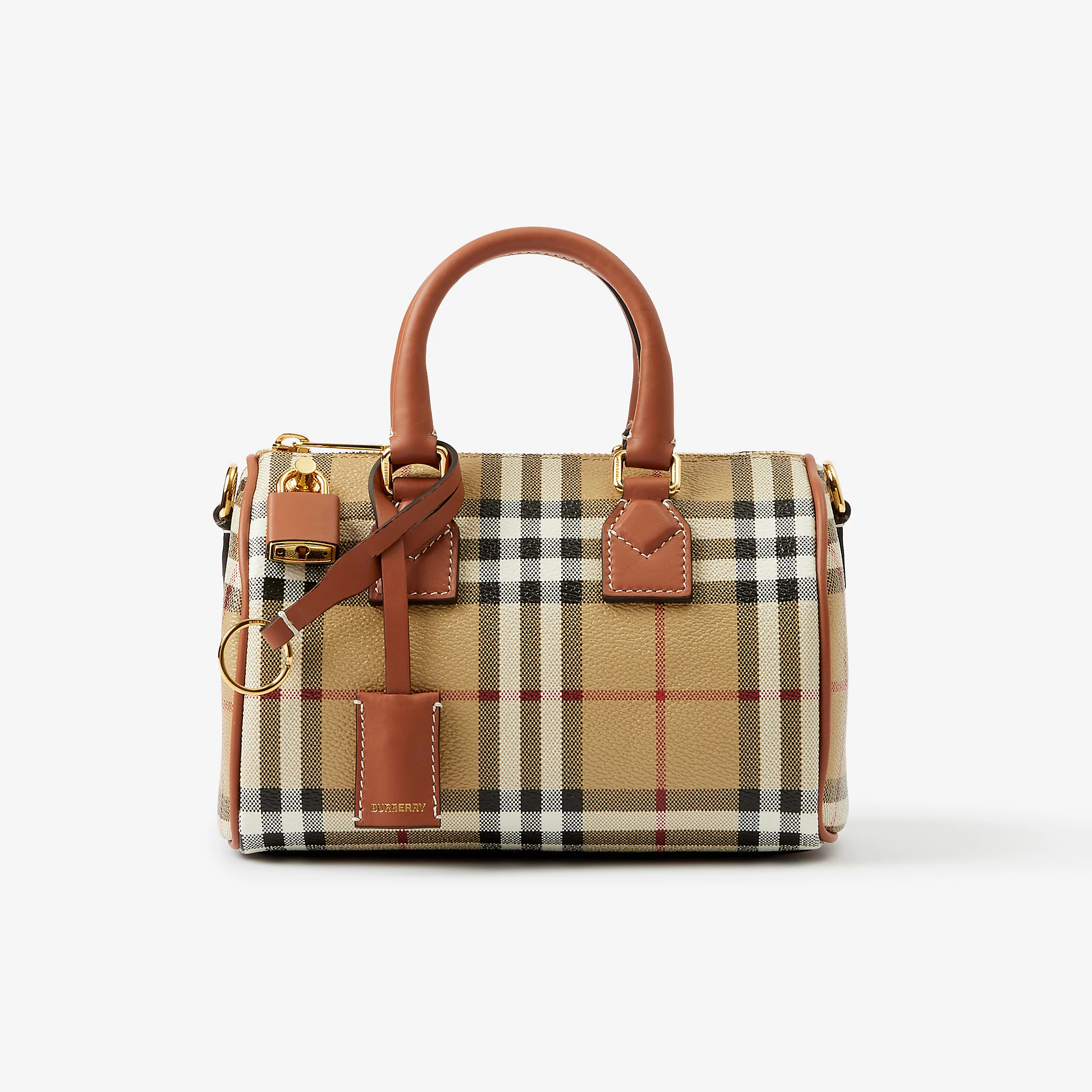NIGO Burberry Women's Fashion Classic Letter Embossed Logo Adjustable Shoulder Strap Zipper Closure Mini Checkered Bowling Bag Bags  80713571 #nigo79182