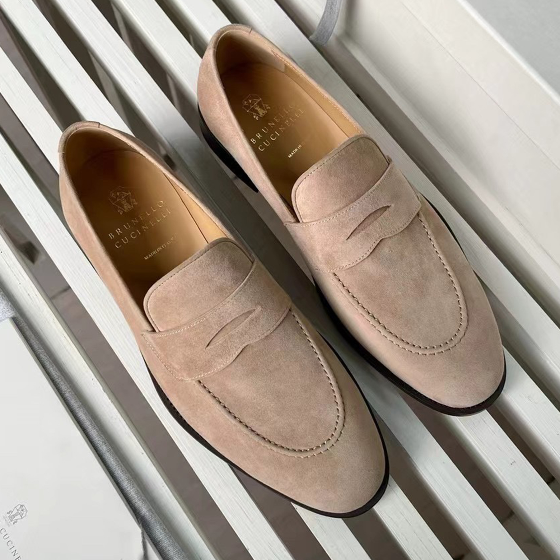 NIGO Brunello Cucinelli Men's Fall And Winter Suede Lefebvre Shoes Fashion Trend Business Casual One Foot Stirrup Lefebvre Shoes Temperament Driving Shoes Ngvp #nigo2623