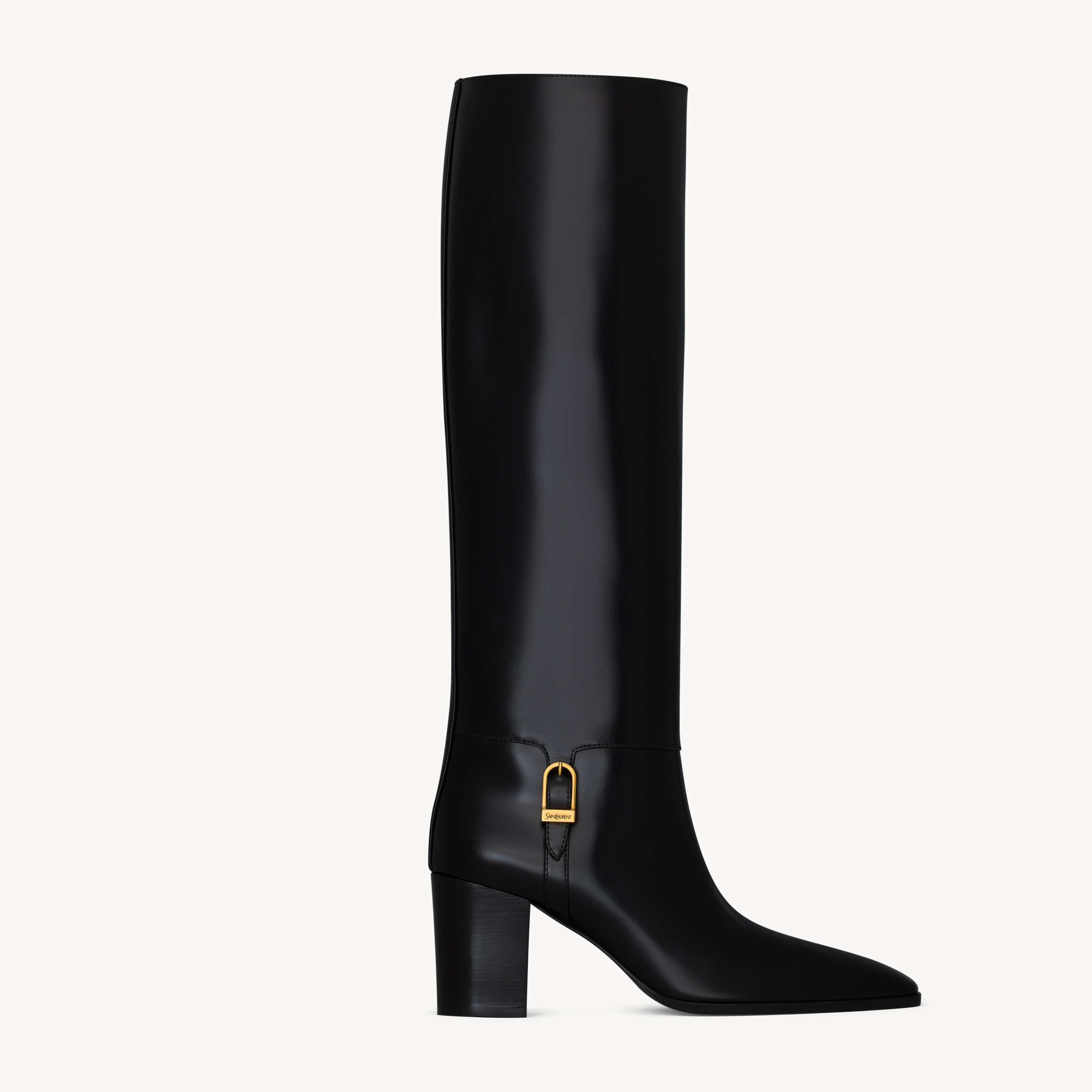 NIGO Saint Laurent JULIA Women's Fall/Winter Solid Color Fashion Classic Leather Knee-High Boots, Chunky Heel Shoes Heel Height 7cm Boot Shoes #nigo79217