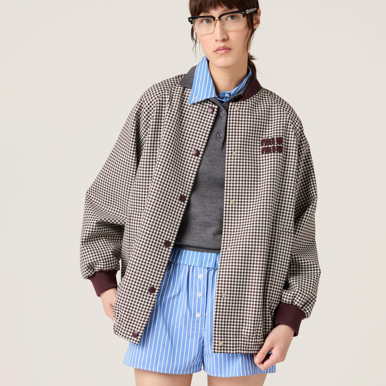 NIGO MiuMiu Women's Single-Breasted Checkered Round-Neck Solid-Color Spring/Fall Long-Sleeve Jacket #nigo81591