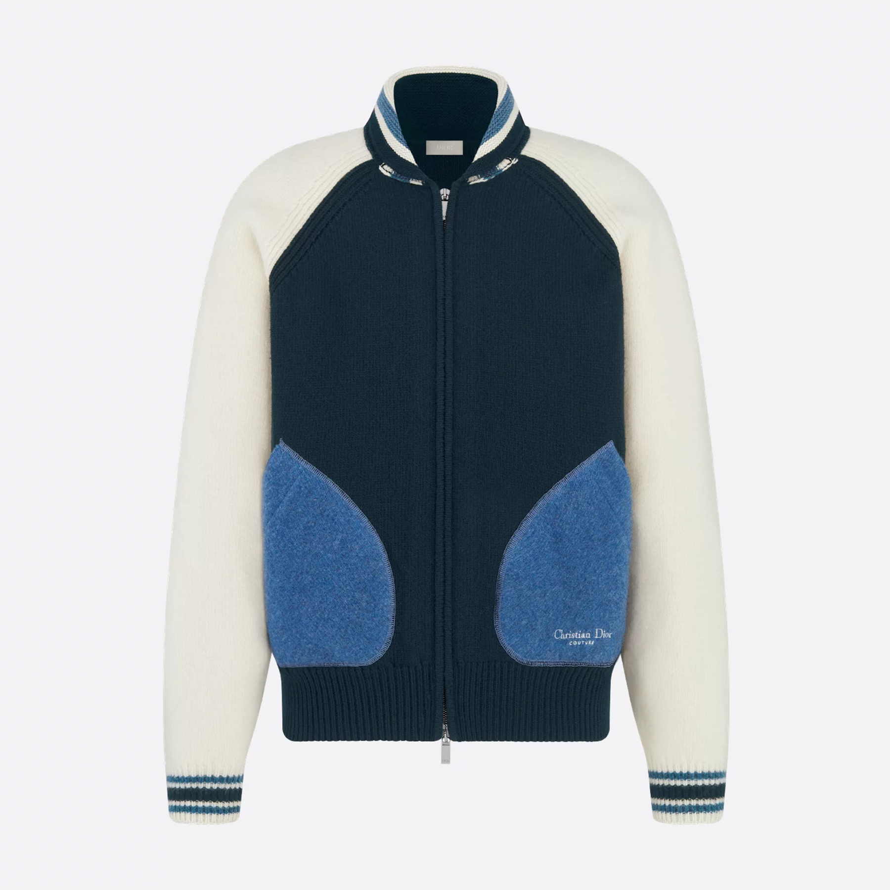 NIGO Dior Men's Spring/Fall Vintage College-Style Color-Block Wool Sweater with Floral Embroidery Plain-Knit Long-Sleeve Oversized Cardigan #nigo81595