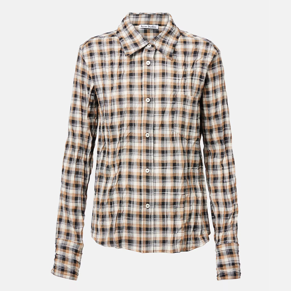 NIGO Acne Studios Women's Spring/Fall Checkered Single-Breasted Color-Blocked Casual Loose-Fit Long-Sleeve Shirt #nigo81593