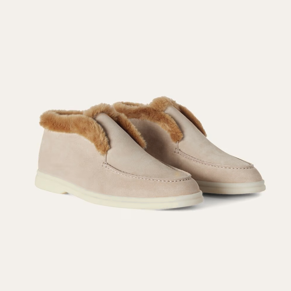 NIGO Loro Piana Women's Open Walk Ankle Boots Fall/Winter Beaver Fur High-Top Shoes Solid-Color Casual Low-Top Flats Shoes #nigo81599