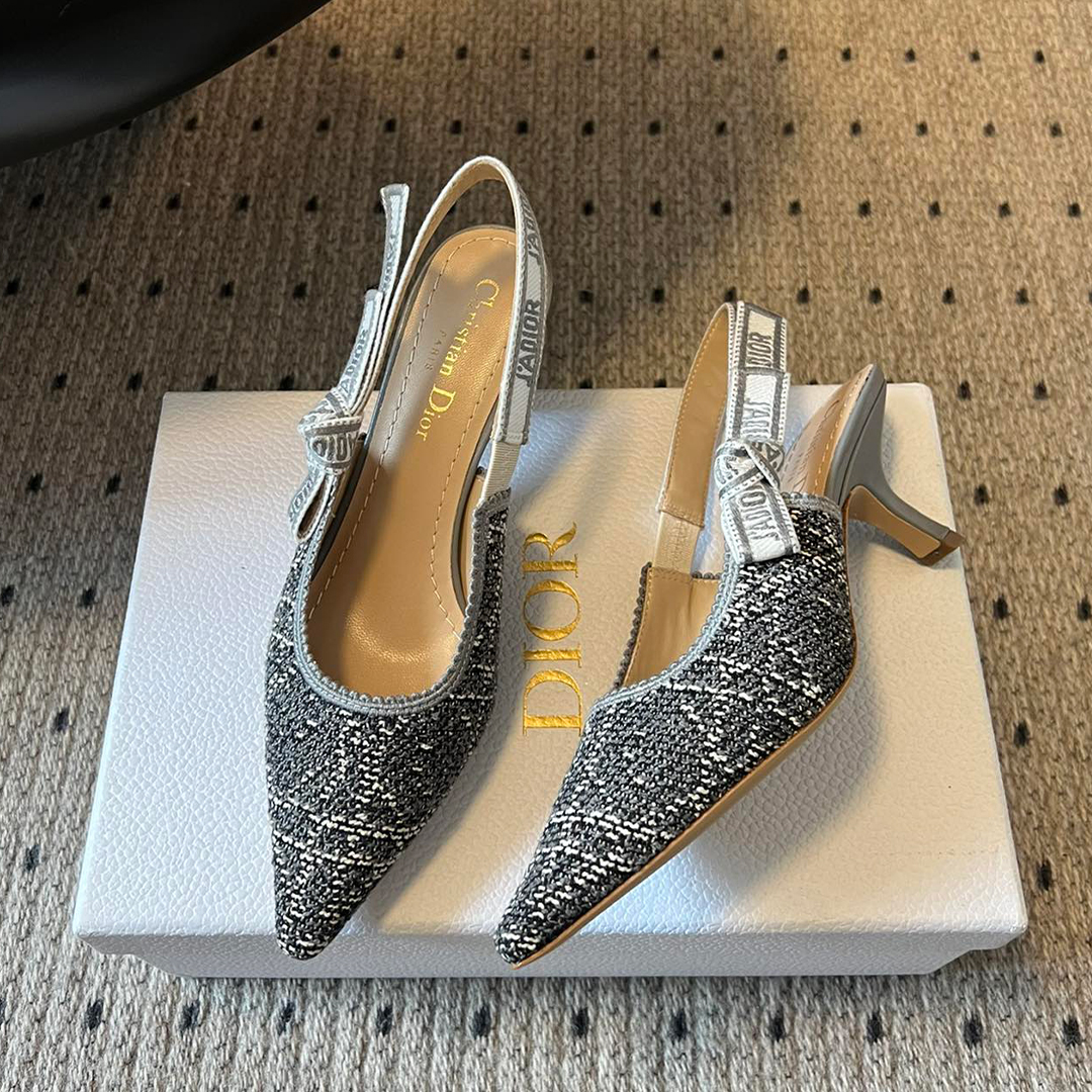 NIGO Dior Women's J'Adior Slingback Pump Spring/Summer Autumn Flower Embroidered Bow High Heels Pointed Thin Heels Casual Shoes Heel Height 6.5cm Heel Height 10.5cm #nigo81722