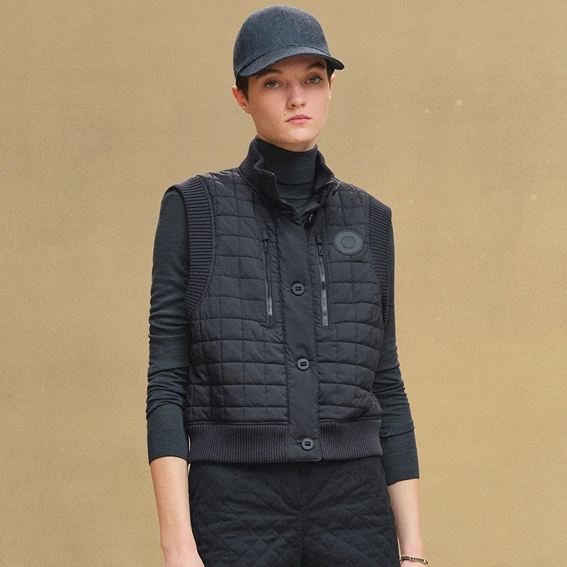 NIGO Hermes Women's Fall/Winter Stand Collar Plaid Solid-Color Cotton-Blend Sleeveless Pilot Jacket Vest Ngvp #nigo2547