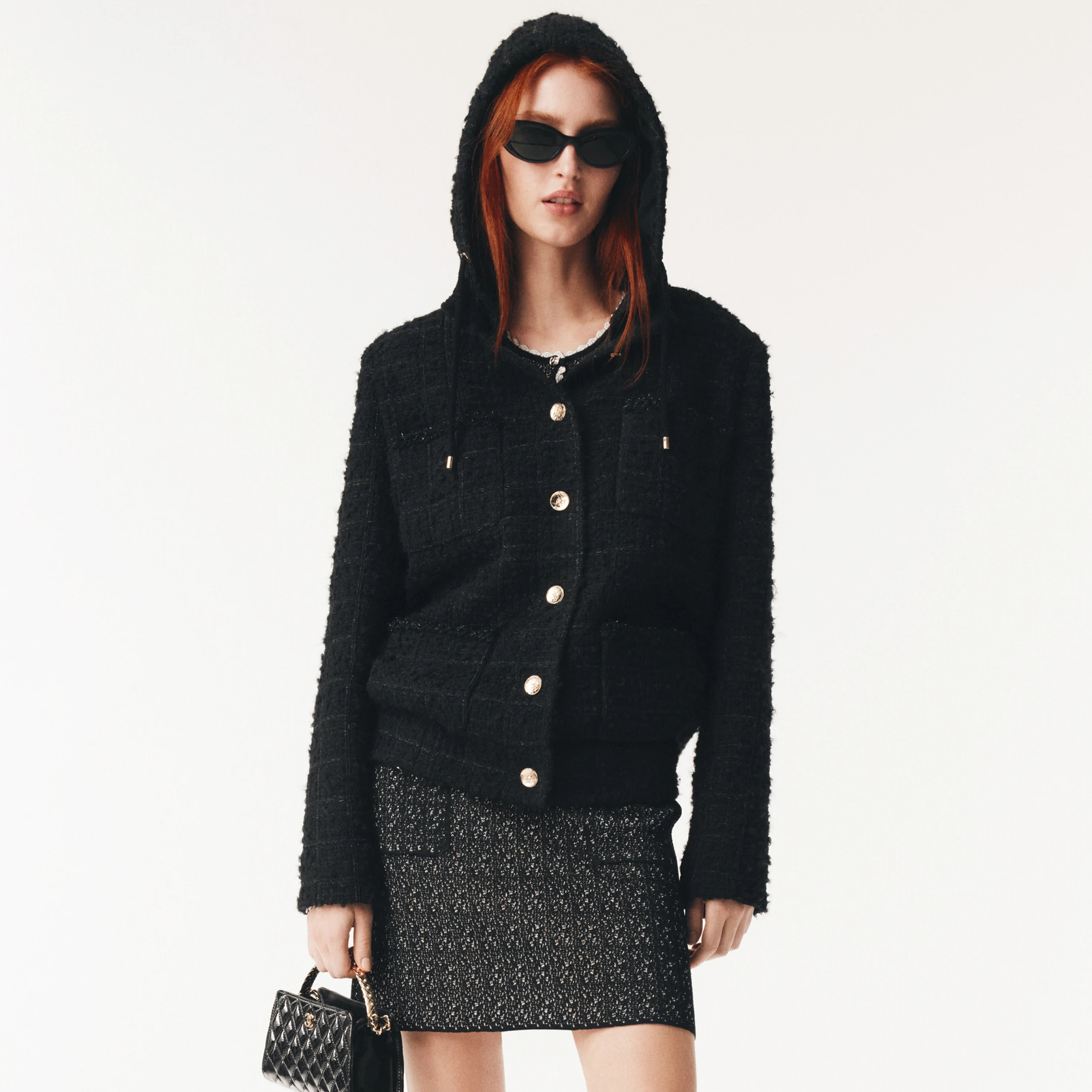 NIGO Chanel Women's Fall/Winter Tweed Single-Breasted Vintage Solid-Color Long-Sleeve Hooded Jacket Ngvp #nigo2549