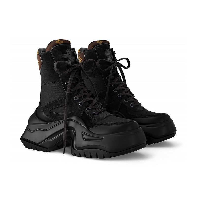 NIGO Louis Vuitton Archlight Women's Leather Lace-Up Fashion Ankle Boots Fall/Winter Solid Color Round Toe Chunky Sole Chelsea Boots Casual Shoes with 6cm Heel Height #nigo81734