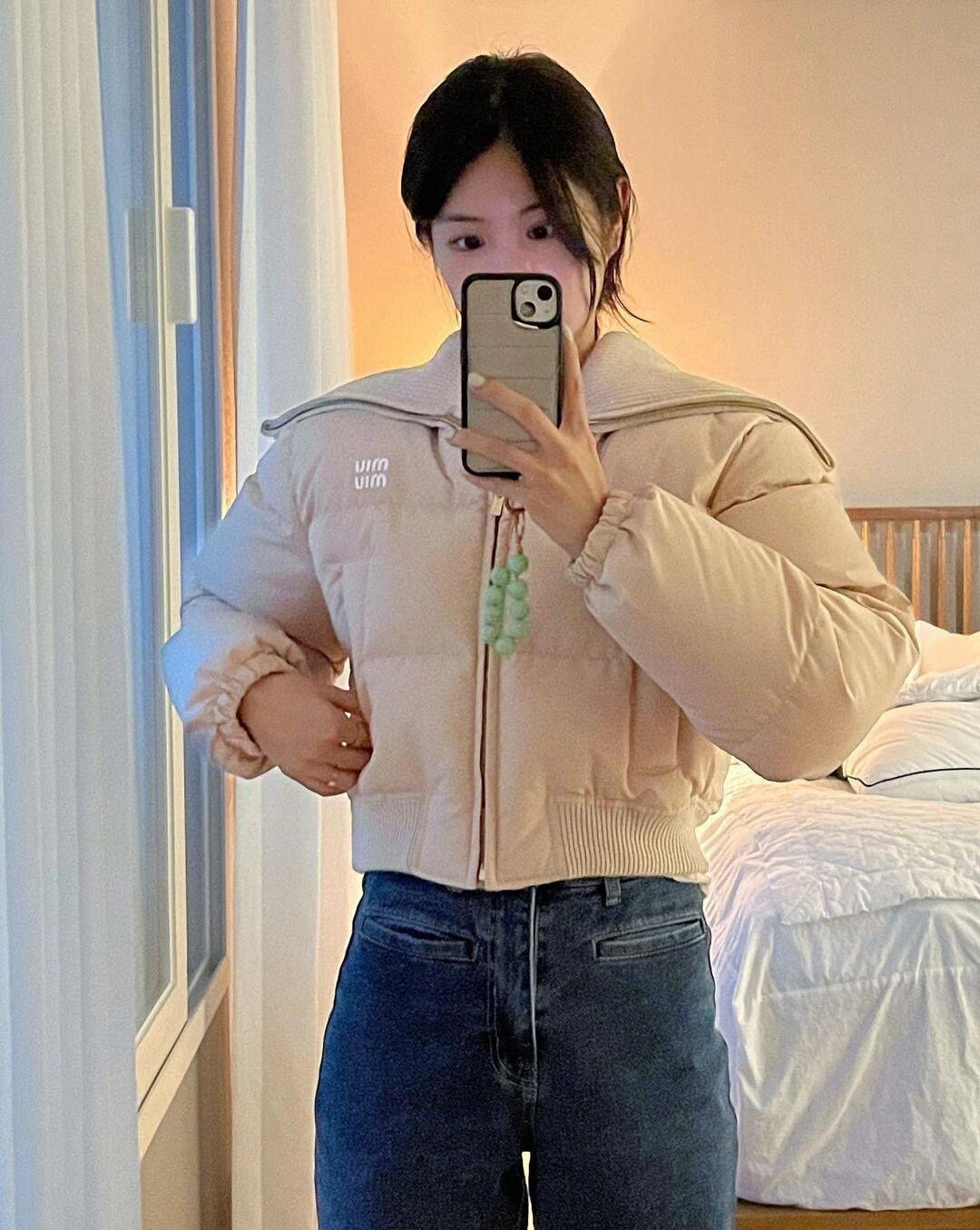 NIGO MiuMiu Women's Fall/Winter Logo-Printed Collar Zipper Goose Down Solid-Color Long-Sleeve Puffer Down Jacket #nigo81739