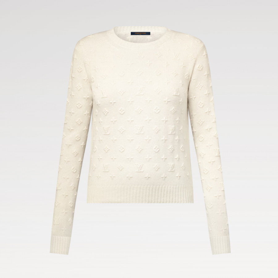 NIGO Louis Vuitton Women's 3D Monogram Knit Pullover Spring/Fall/Winter Solid Color Crew Neck Cashmere Long Sleeve Sweater #nigo81749