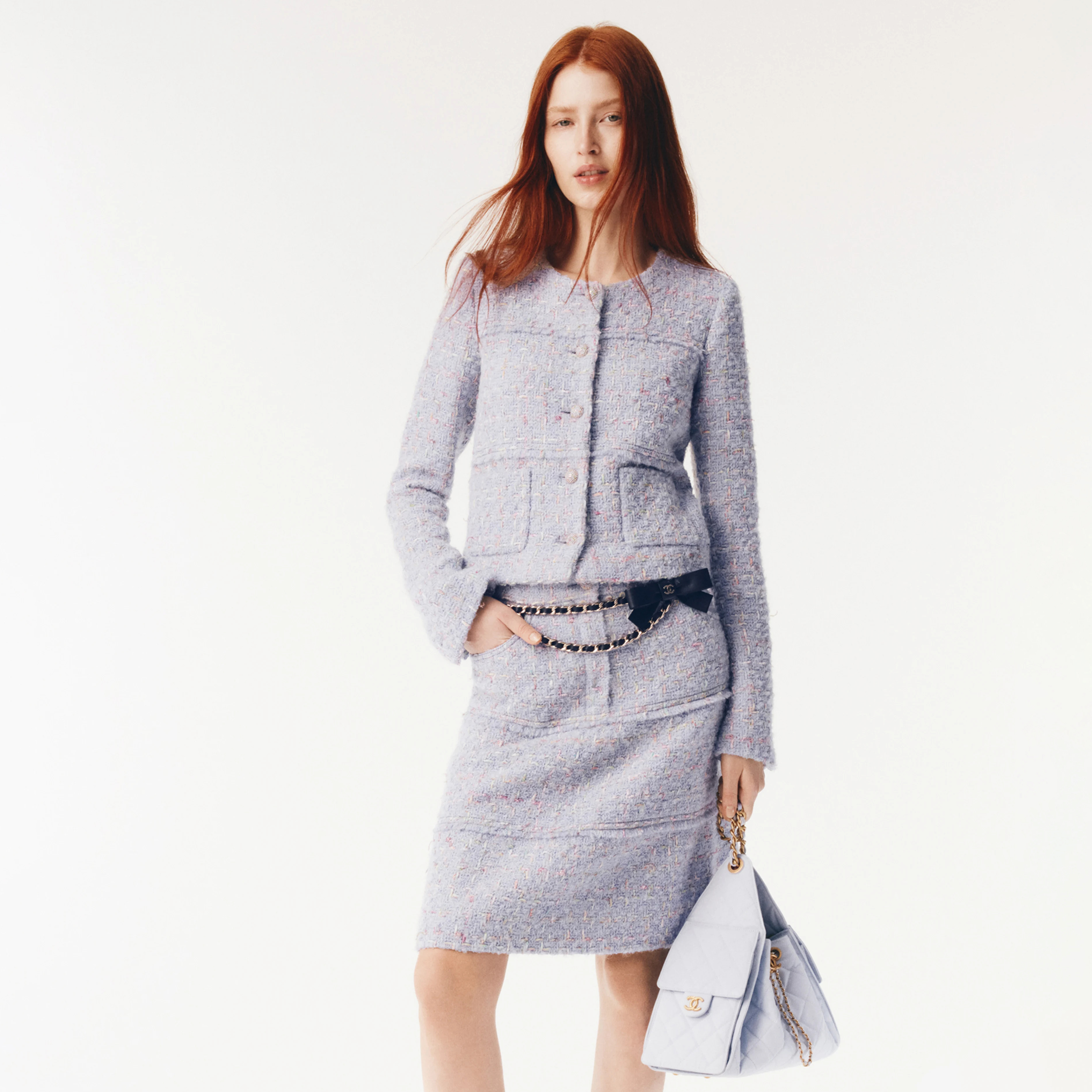 NIGO Chanel Women's Vintage-Style Wool Twill Tweed Single-Breasted Long-Sleeve Jacket Solid-Color Casual Skirt Suit Set Ngvp #nigo2553