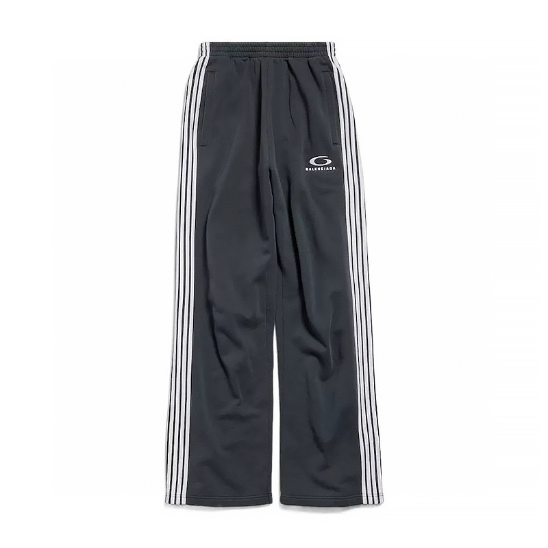 NIGO Balenciaga Men's Logo Double-Ring Embroidered Stripe Solid-Color All-Season Athletic Pants Retro Casual Elastic Waist Loose Straight-Leg Trousers Pants #nigo81745
