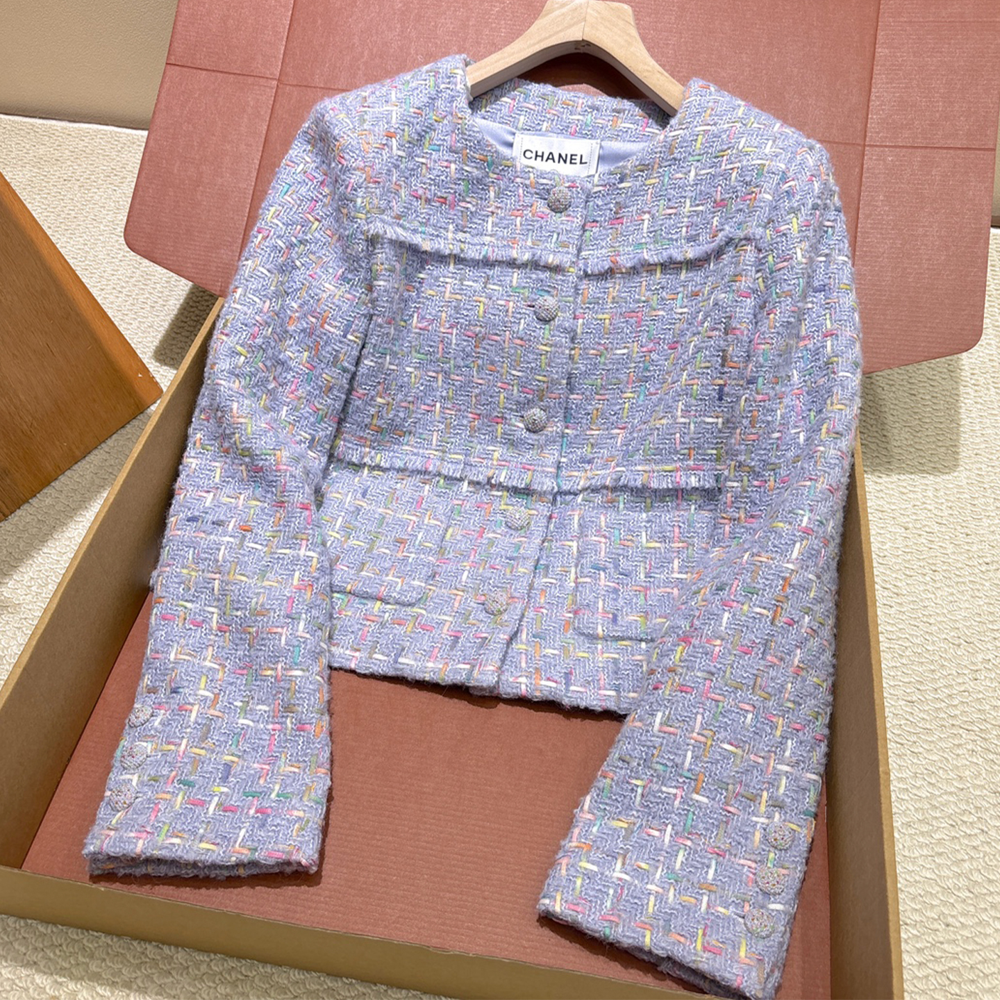 NIGO Chanel Women's Vintage-Style Wool Twill Tweed Single-Breasted Long-Sleeve Jacket Solid-Color Casual Skirt Suit Set Ngvp #nigo2553