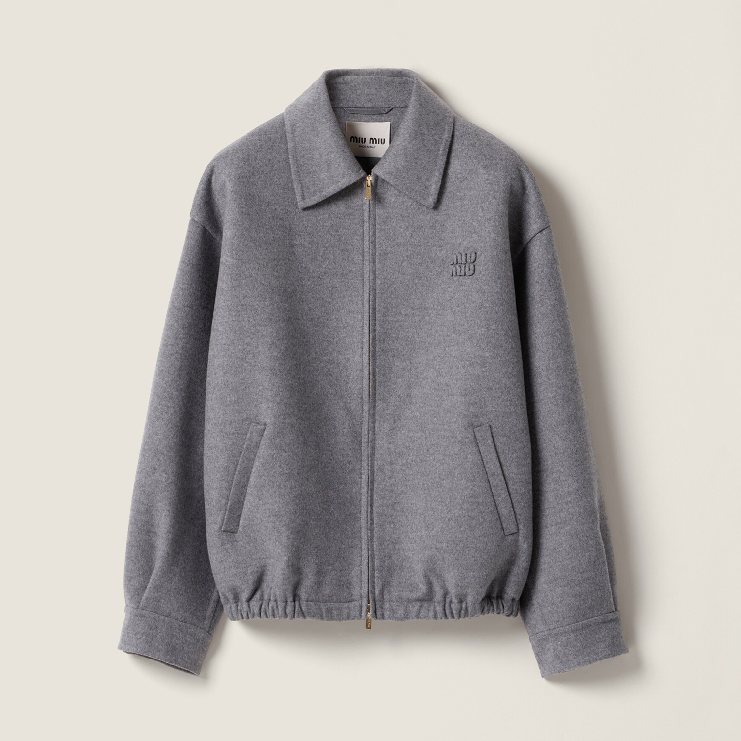 NIGO MiuMiu Women's Embroidered Solid-Color Collared Zipper Spring/Fall/Winter Double-Layer Pure Wool Blend Jacket #nigo81748