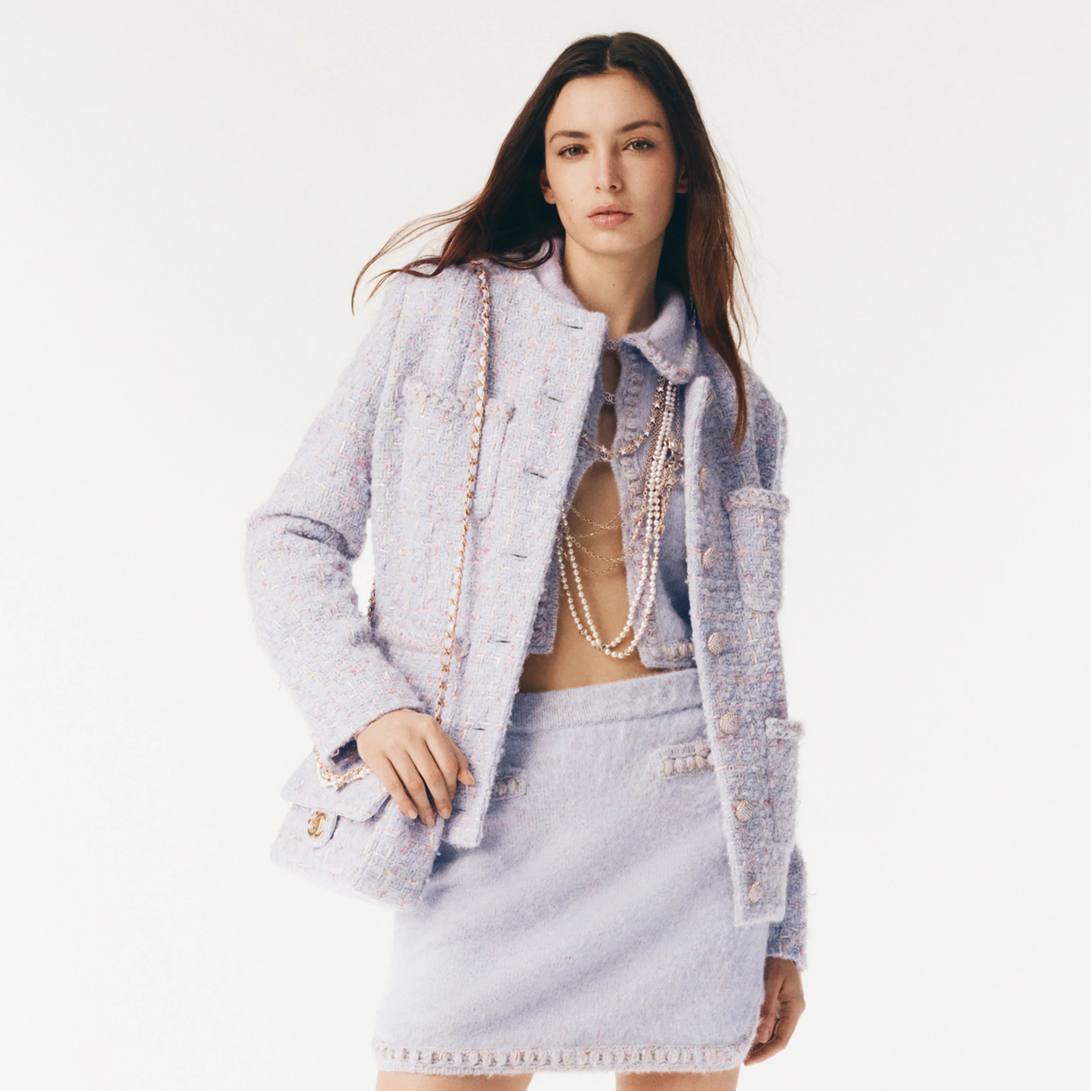 NIGO Chanel Women's Fall/Winter Tweed Coat Solid Color Single-Breasted Round Neck Long Sleeve Multi-Pocket Jacket Ngvp #nigo2554