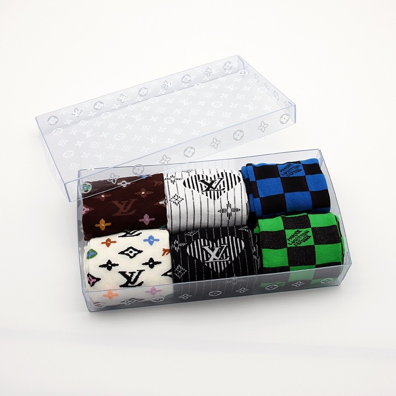 L NIGO Louis Vuitton x Tyler Men's and Women's Fashion Logo Jacquard Solid Color Checkered Design Socks