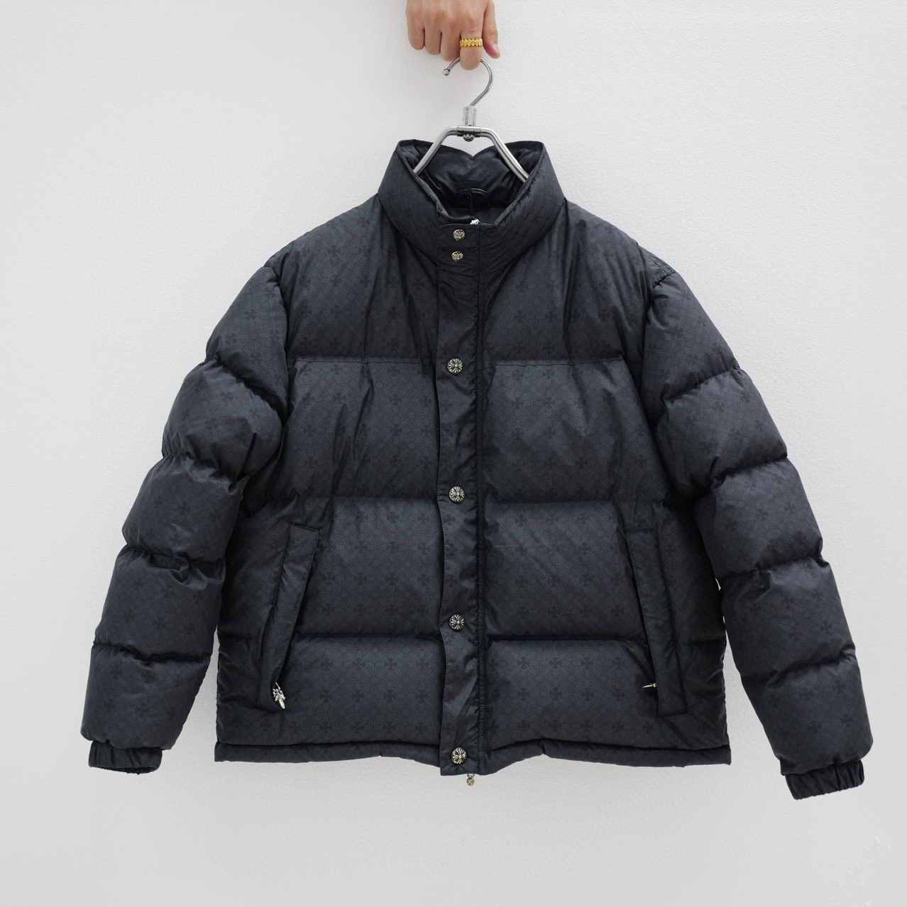 NIGO Chrome Hearts Men's And Women's Winter Fashion Classic High Neck Single Button Solid Color Classic All Over Print Cotton Outerwear Jacket #nigo79232