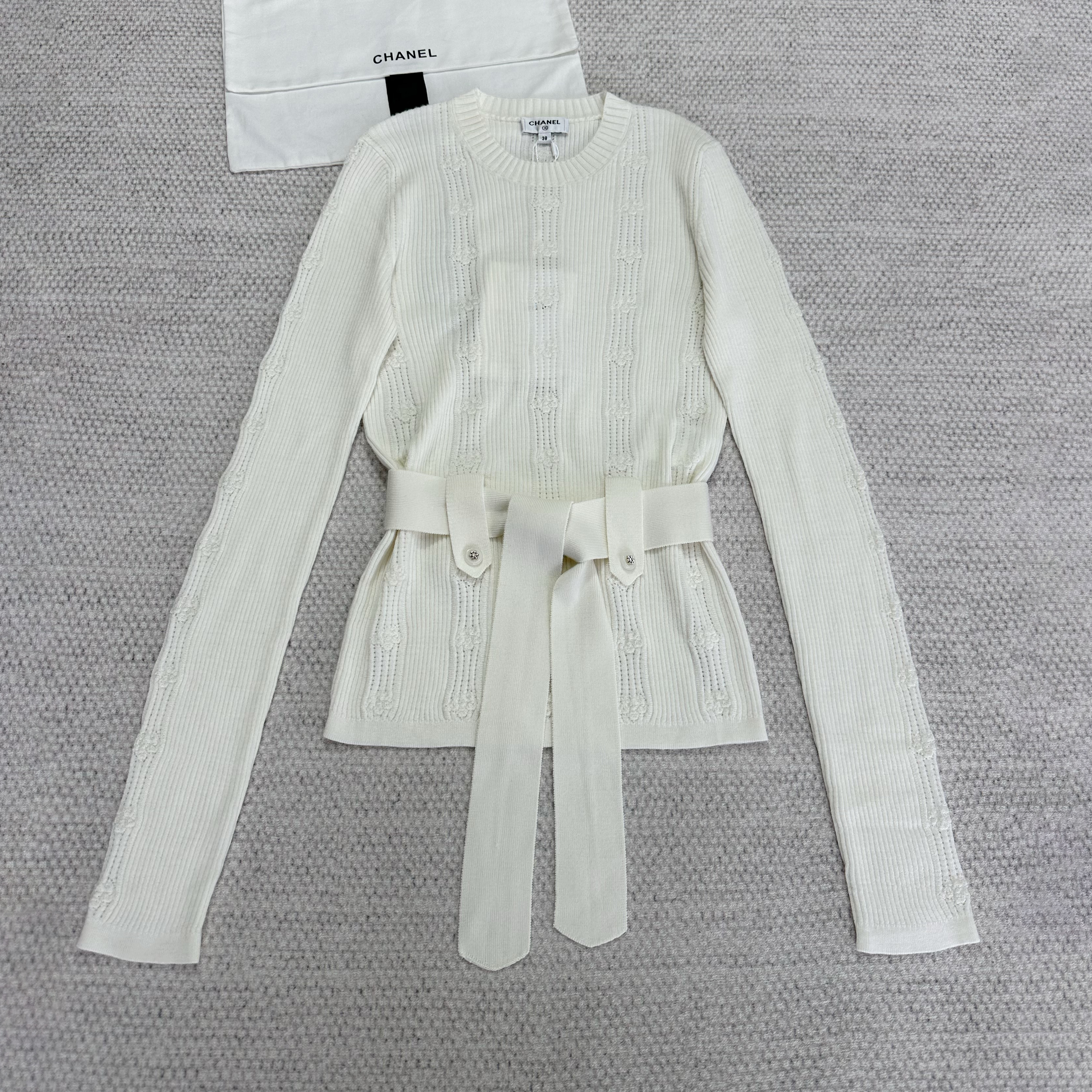 NIGO Chanel Women's Spring/Fall Casual Lightweight Solid Color Crew Neck Cashmere Tie Front Pullover Sweater #nigo79231