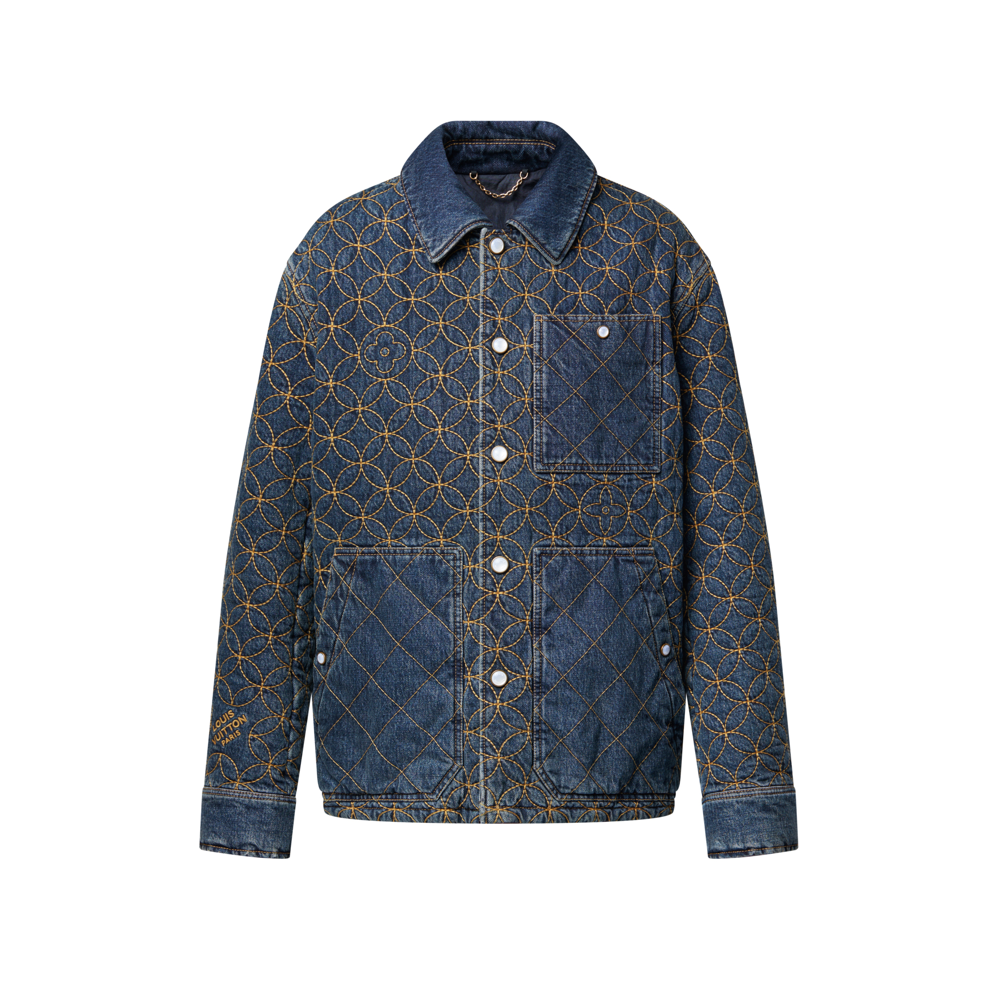 NIGO Louis Vuitton Men's And Women's Fall/Winter Fashion Casual Lapel Single Breasted Cotton Jacket Denim Jacket #nigo79224