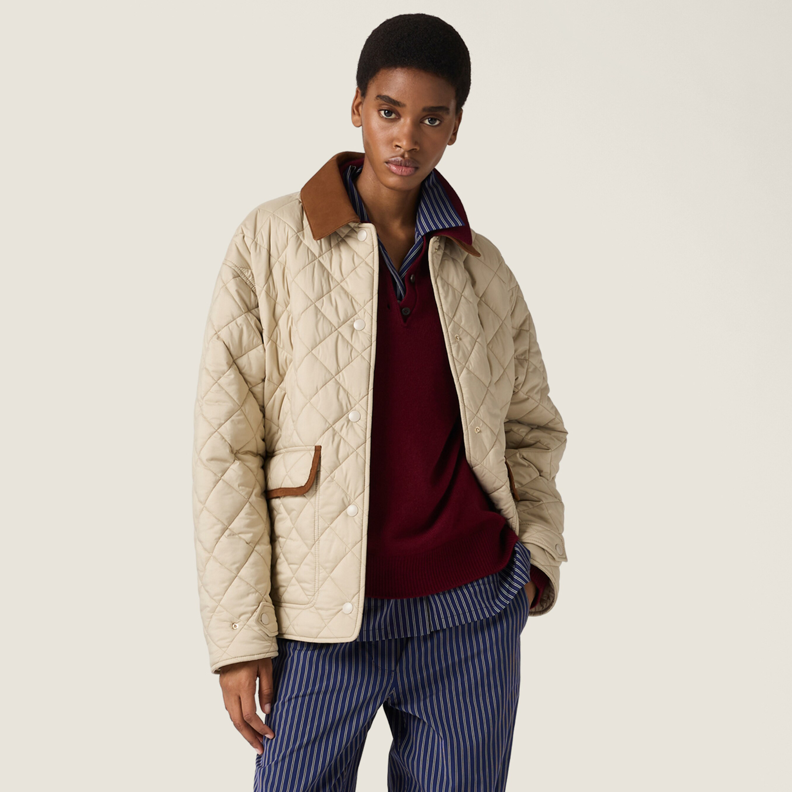 NIGO MiuMiu Women's Fall/Winter Fashion Casual Color Block Collared Single Breasted Checkered Oversized Cotton Coat Jacket #nigo79227