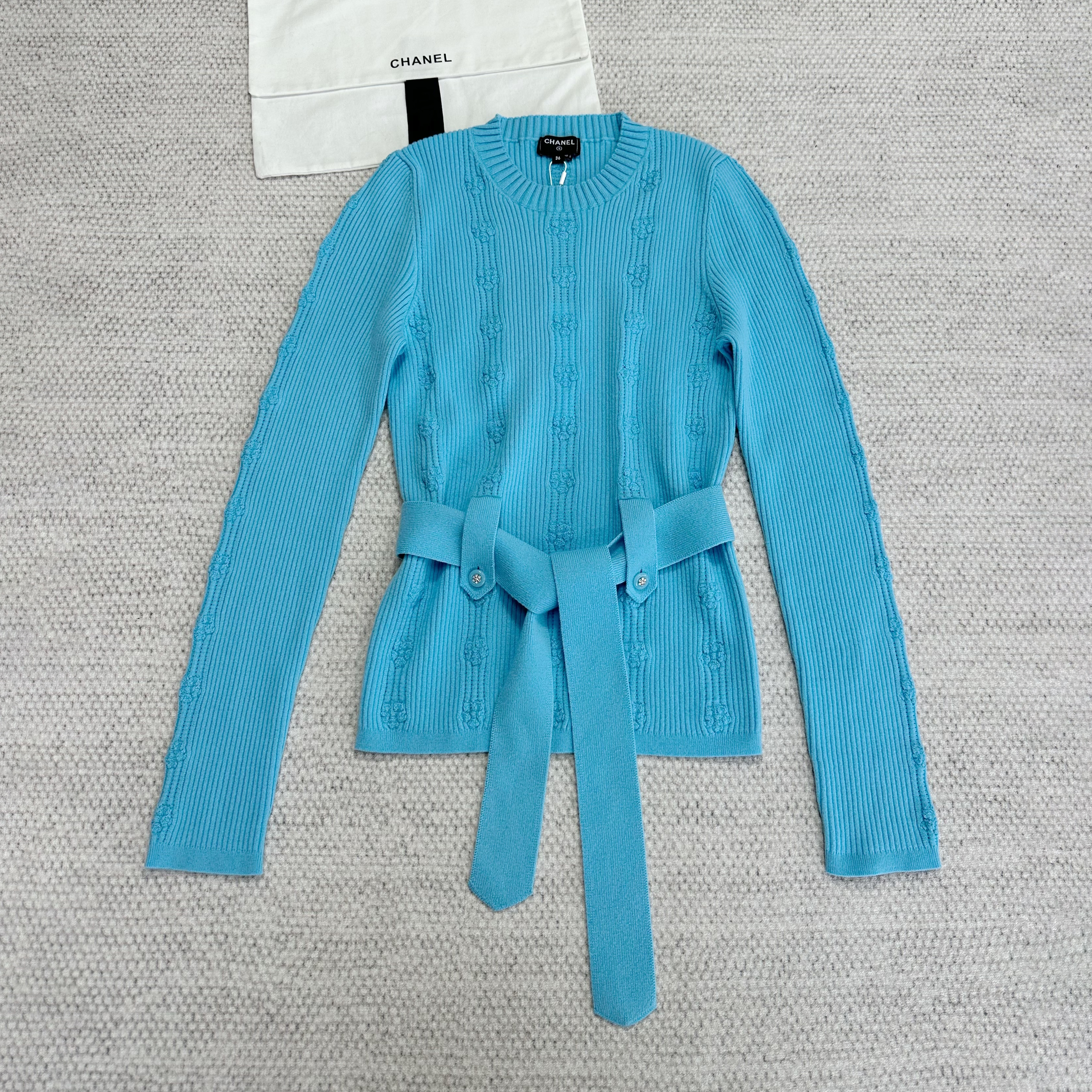 NIGO Chanel Women's Spring/Fall Casual Lightweight Solid Color Crew Neck Cashmere Tie Front Pullover Sweater #nigo79231