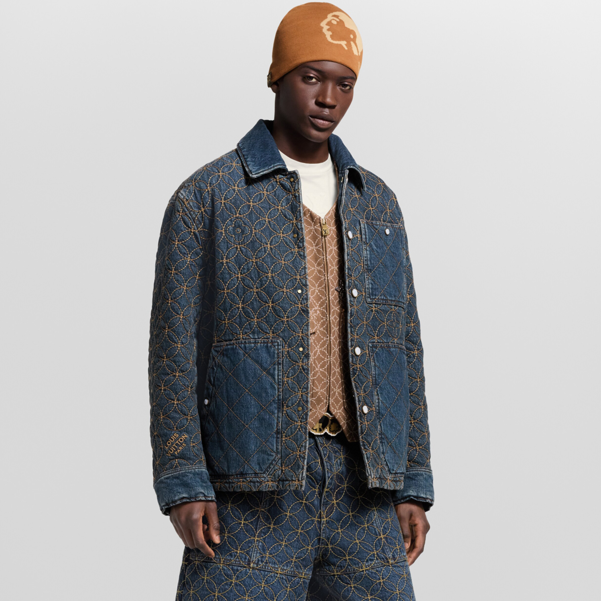 NIGO Louis Vuitton Men's And Women's Fall/Winter Fashion Casual Lapel Single Breasted Cotton Jacket Denim Jacket #nigo79224